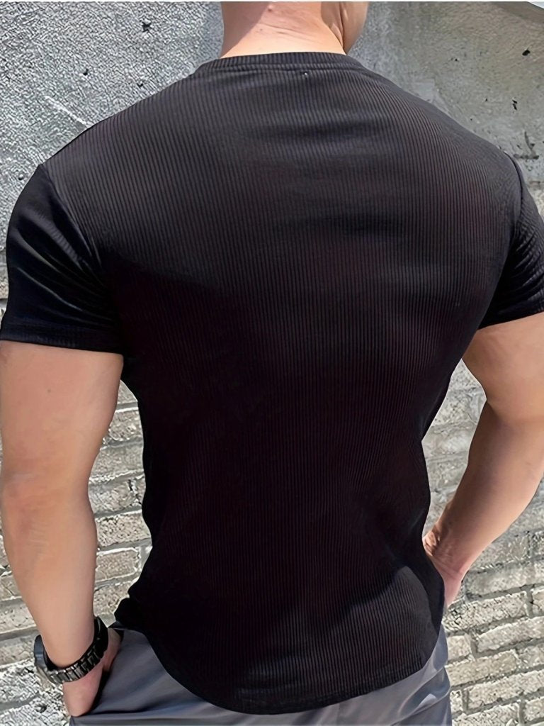 Men's Short Sleeve Crew Neck Cable Knit Blouse, 25372