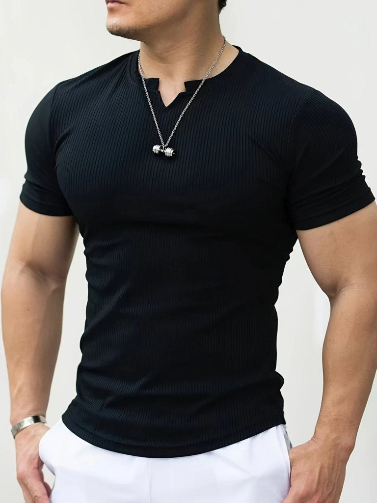 Men's Short Sleeve Crew Neck Cable Knit Blouse, 25372