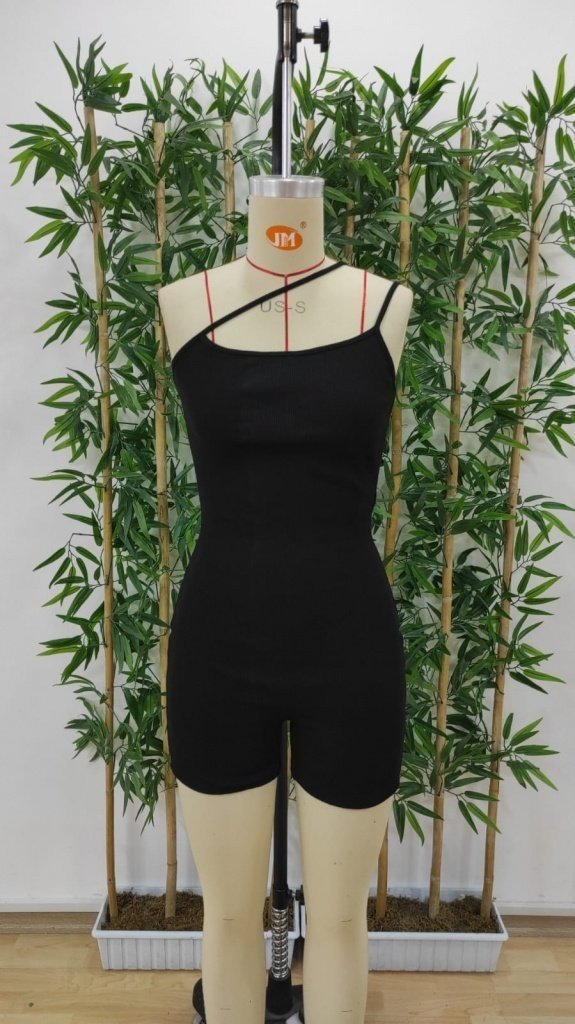 Kadın Asimetrik Askılı Mini Kaşkorse Bodycon Tulum , 35480