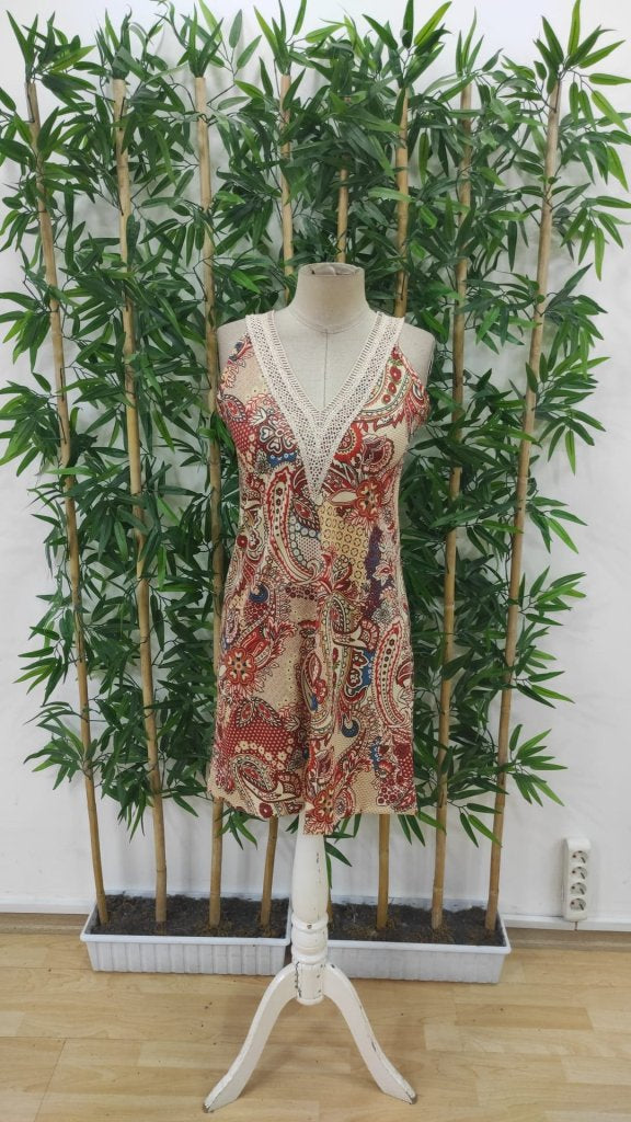 Women's Short Sleeve Lace V-Neck Patterned Supreme Dress, 34015
