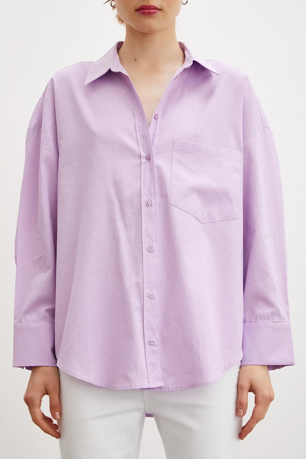 Regular Fit Poplin Gömlek - Lila