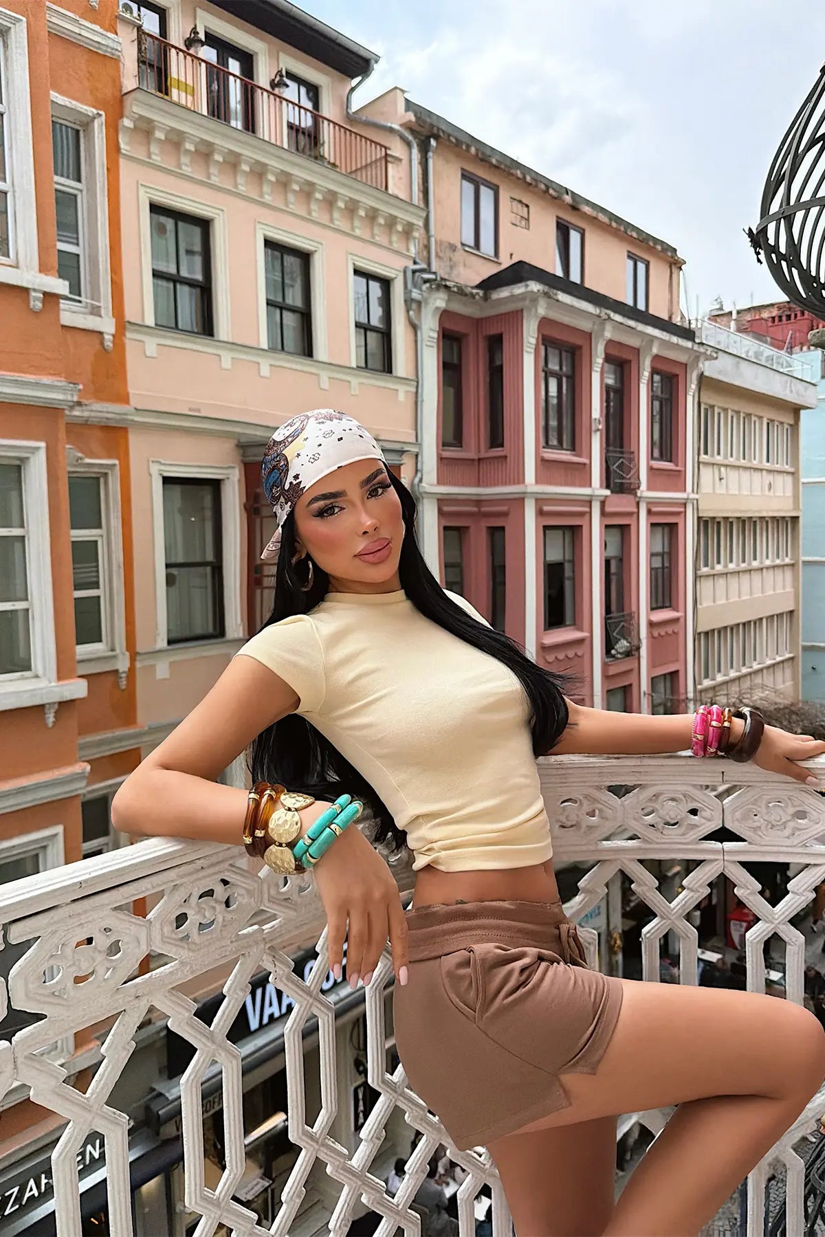 Sarı Basic Crop Top