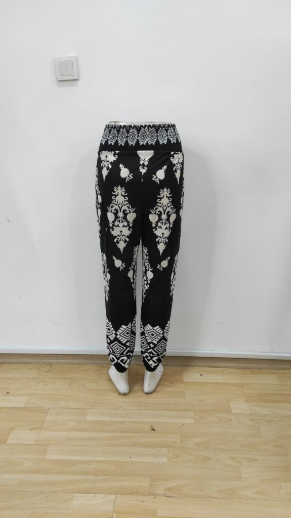 Women's High Waist Patterned Elasticated Suprem Trousers, 26665