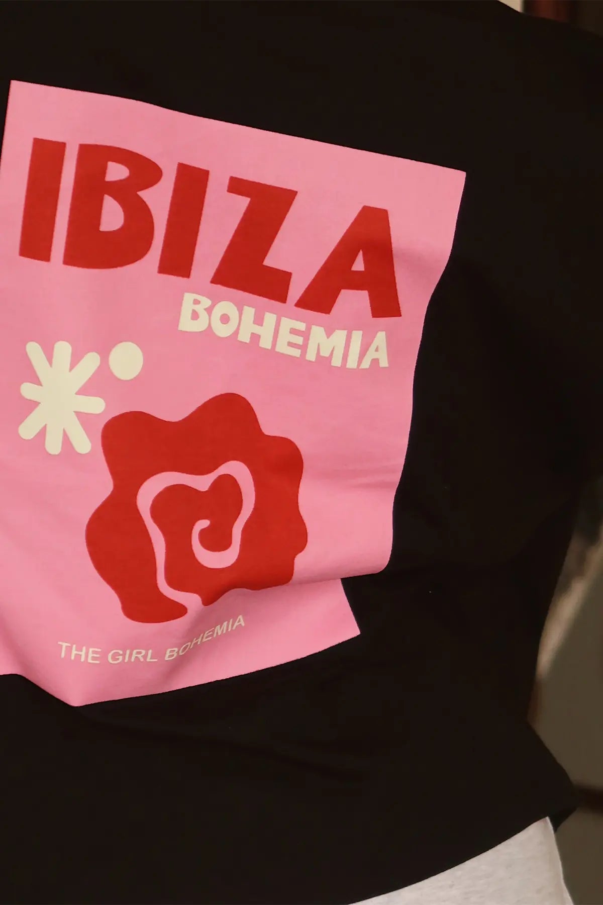 Siyah Baskılı Oversize Tişört