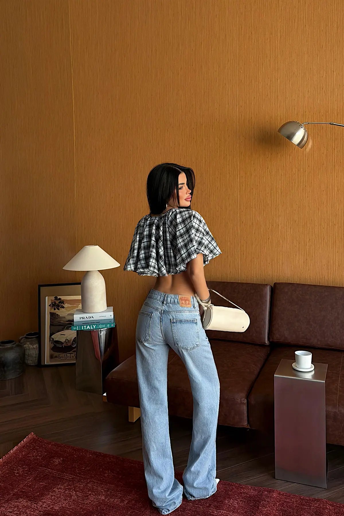 Bebe Mavisi Pötikareli Crop Top