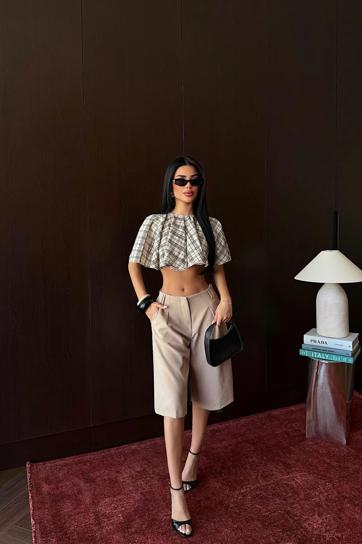 Krem Pötikareli Crop Top
