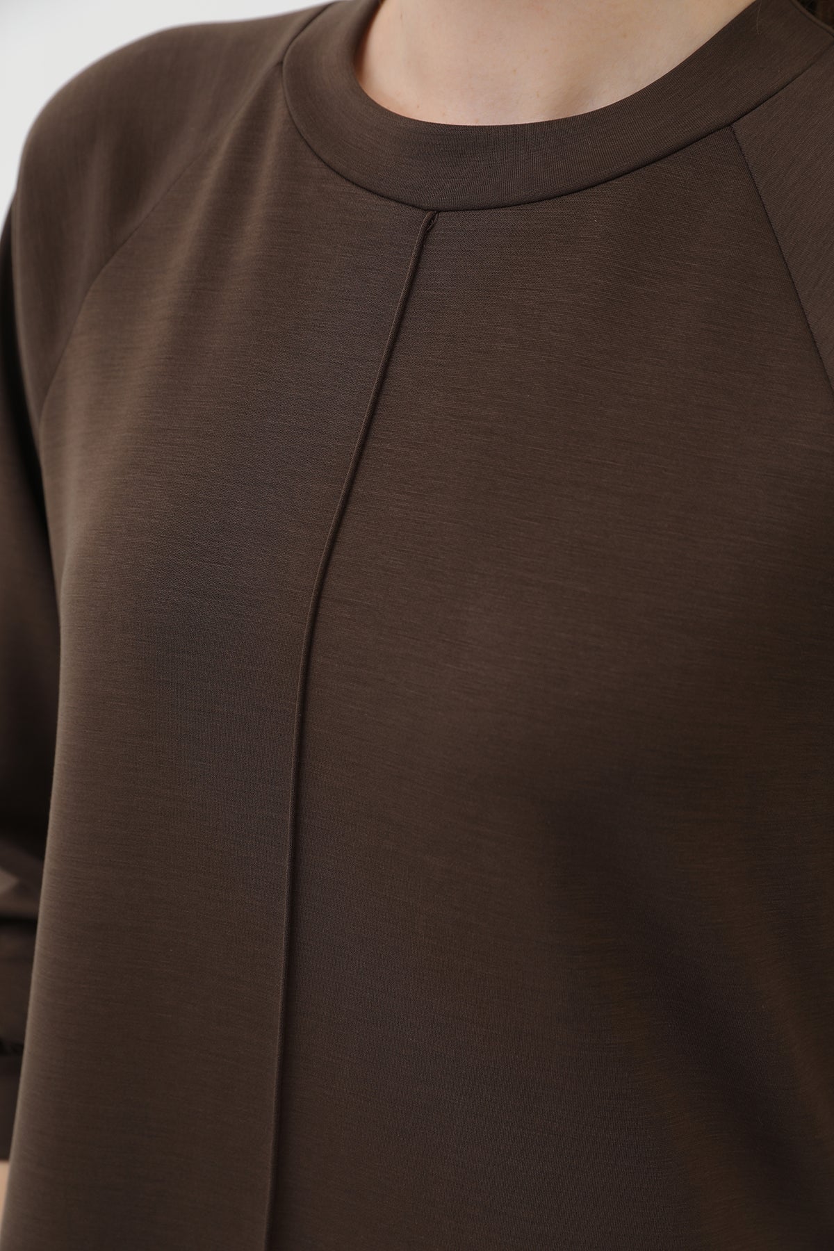 Kadın Nervür Dikişli Reglan Kol Elbise - 12557ELB