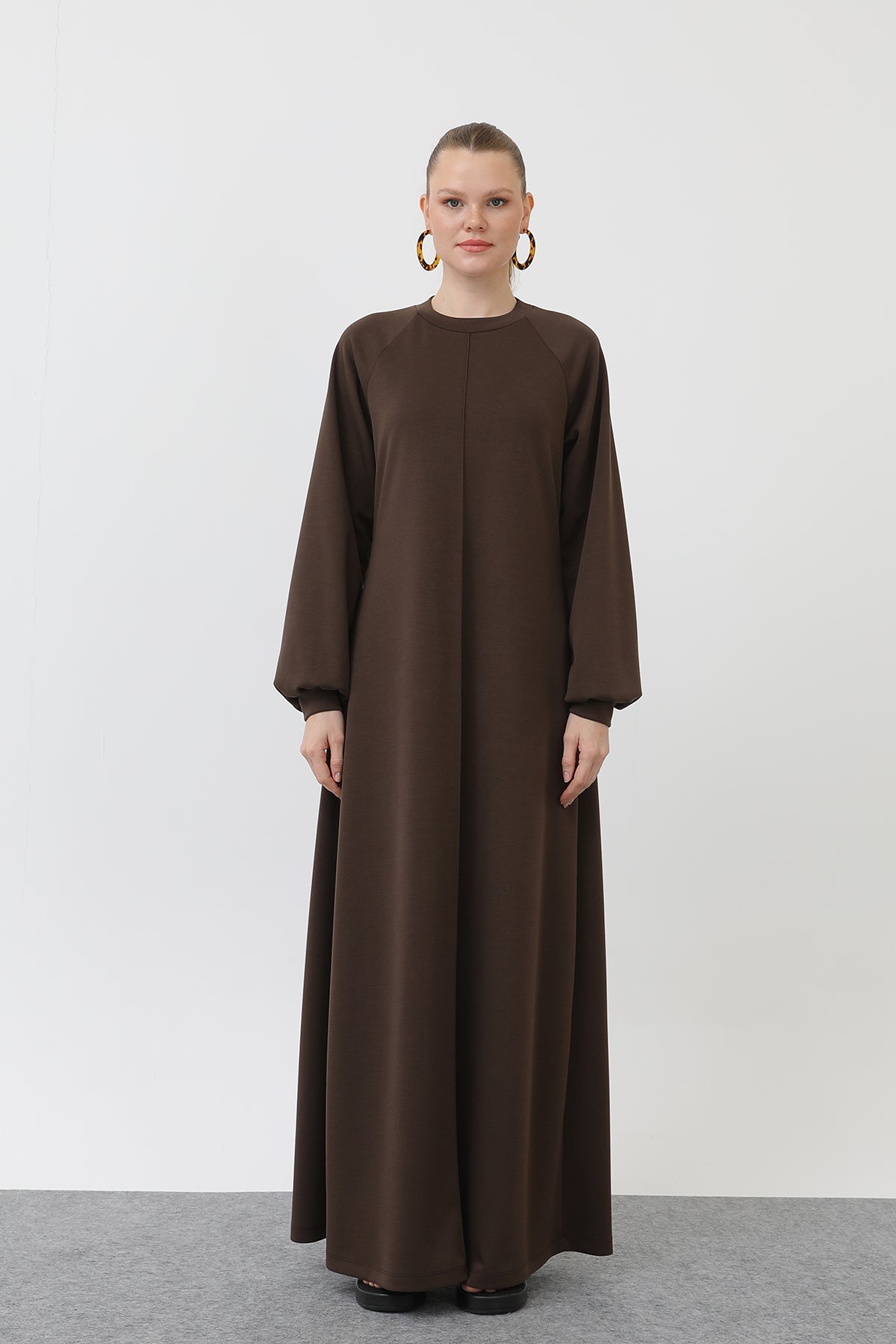 Kadın Nervür Dikişli Reglan Kol Elbise - 12557ELB