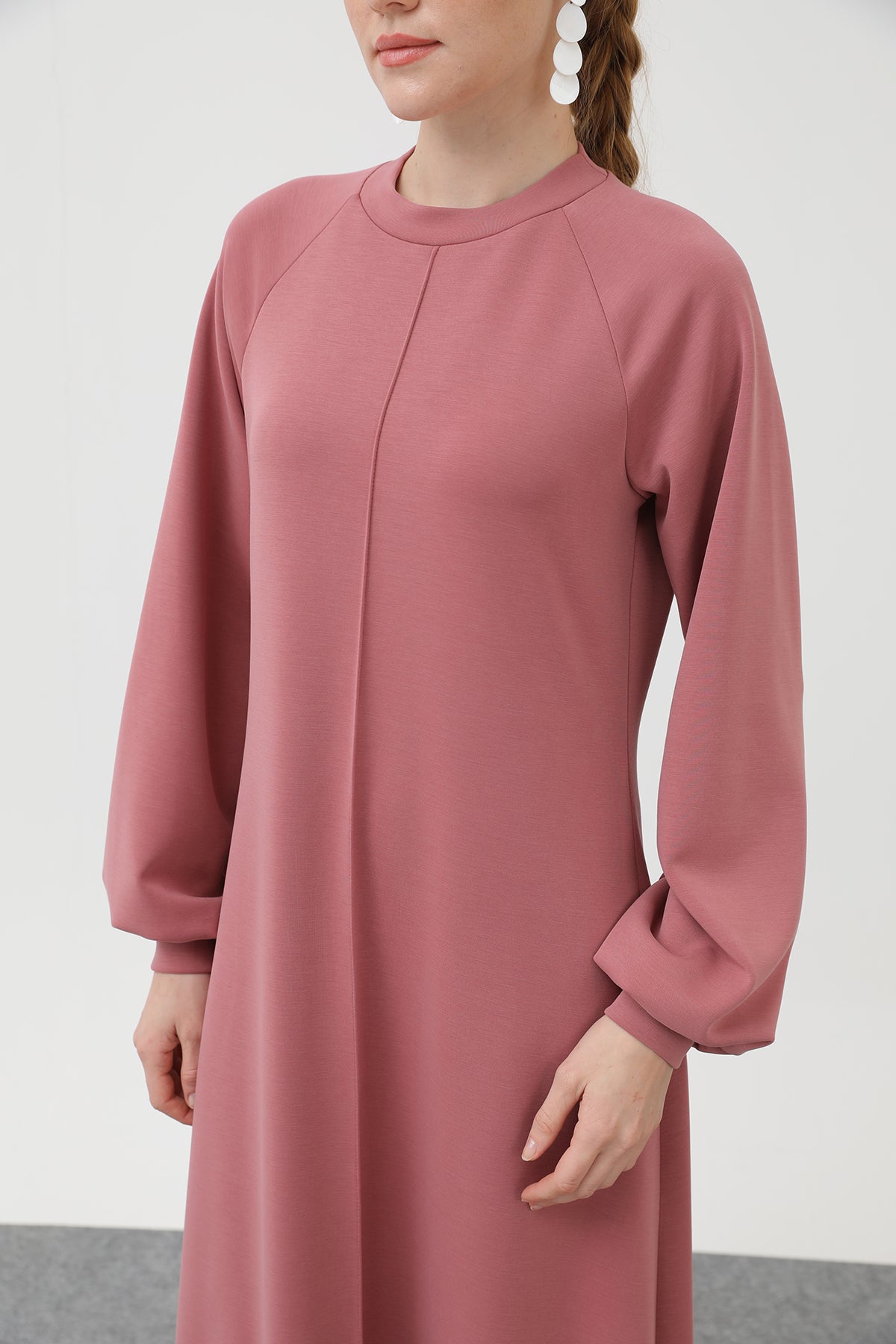 Kadın Nervür Dikişli Reglan Kol Elbise - 12557ELB