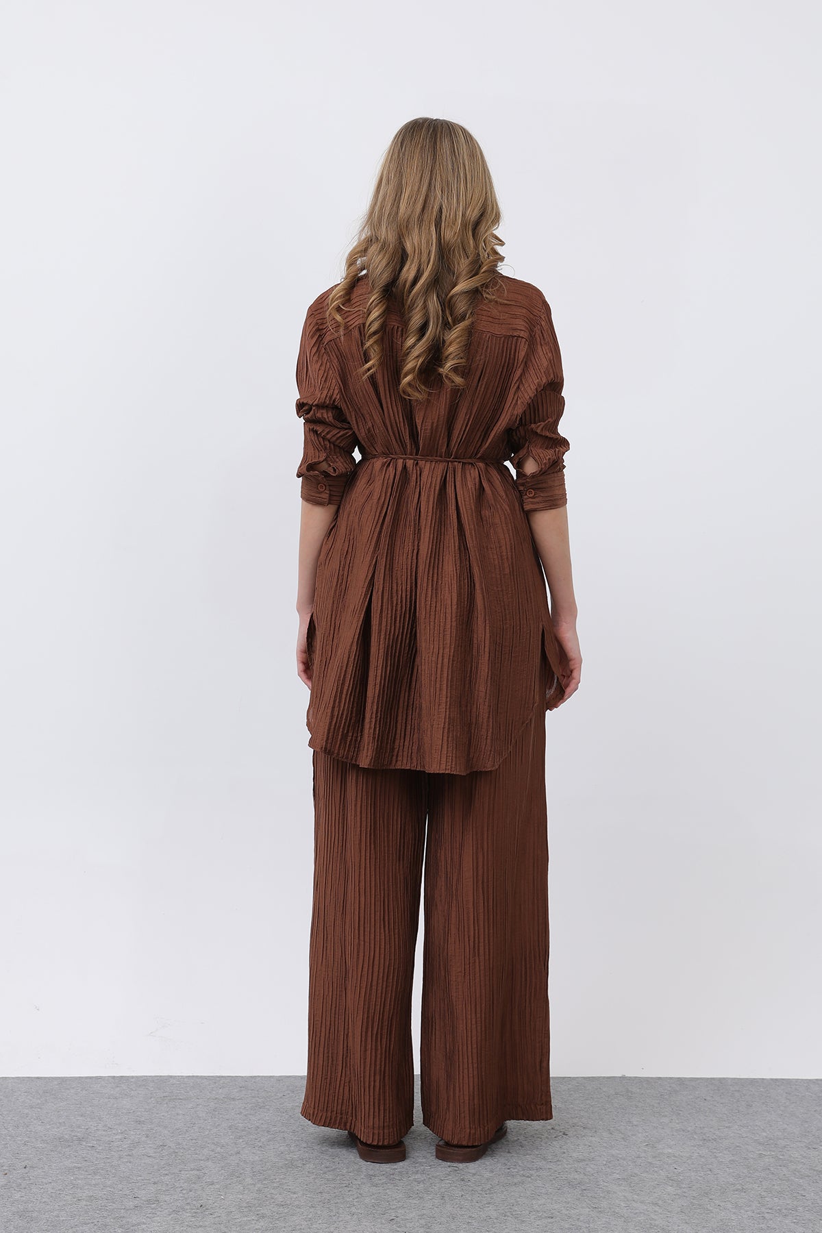 Kadın Beli Kuşaklı Pantolonlu Takım - 14336TKS