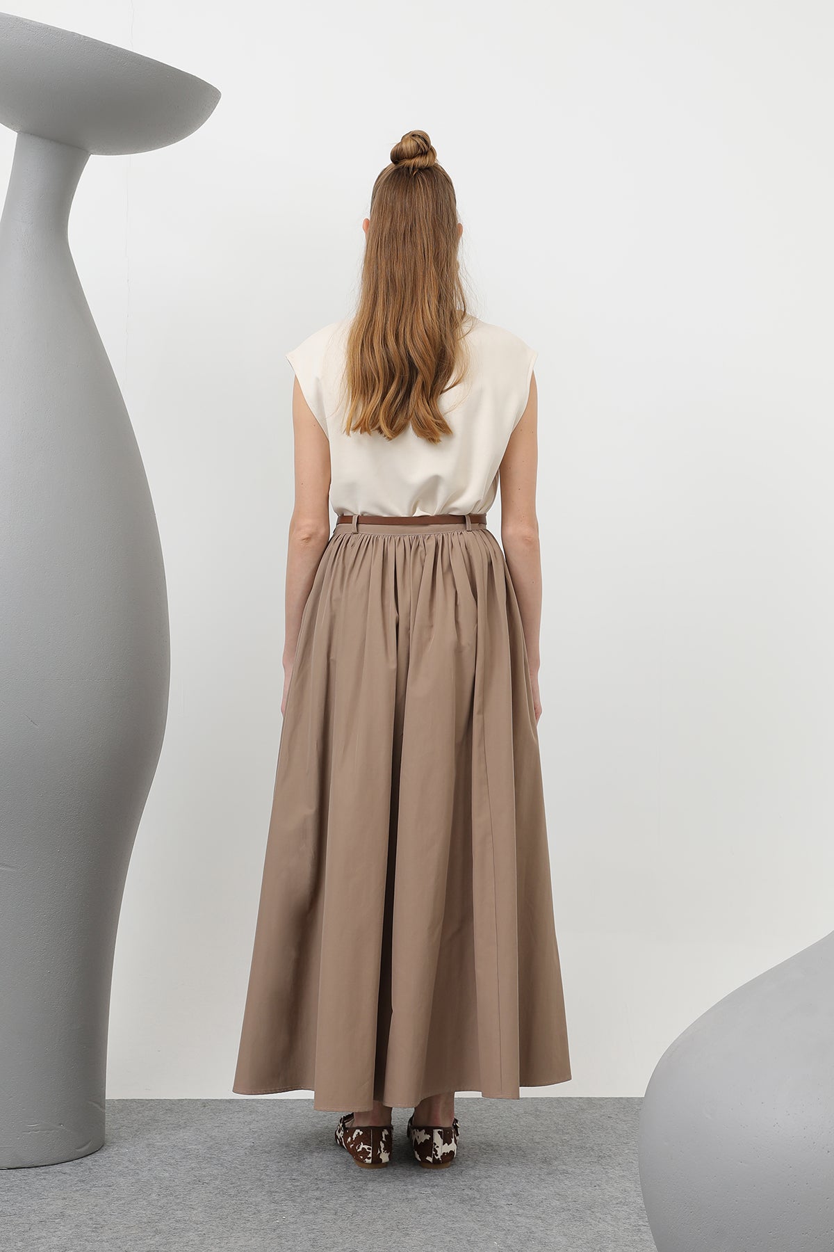Women's Belted Long Skirt - 20611ETK