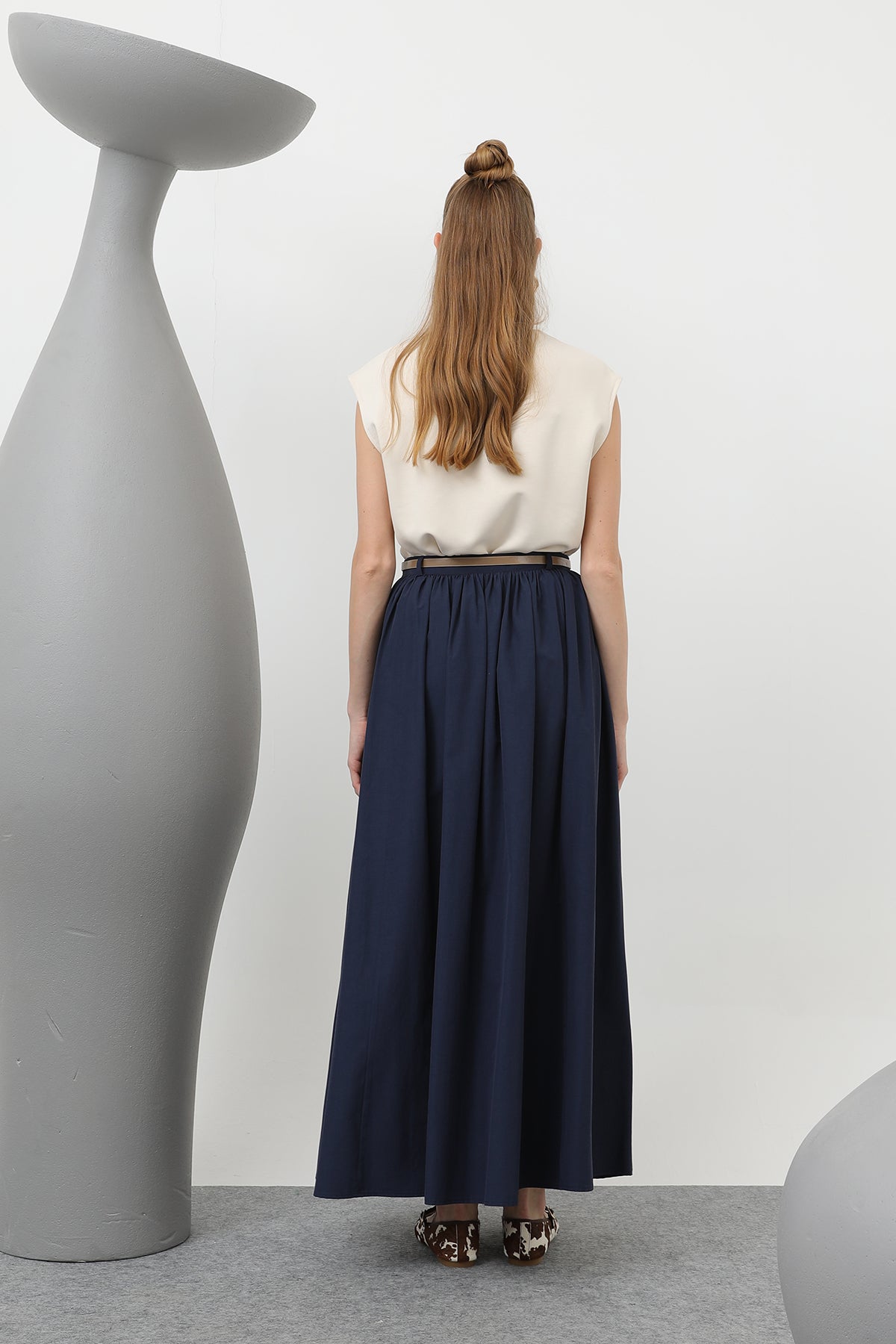 Women's Belted Long Skirt - 20611ETK