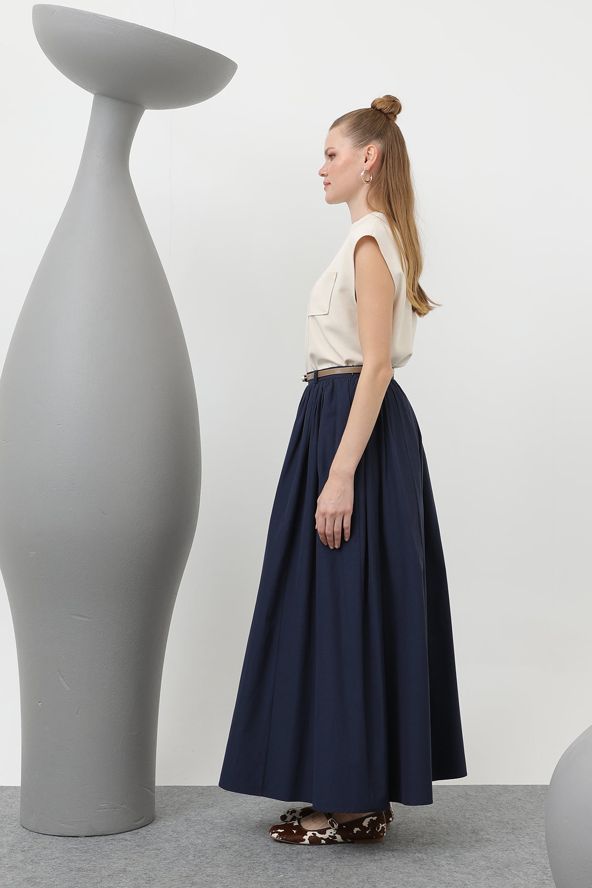 Women's Belted Long Skirt - 20611ETK