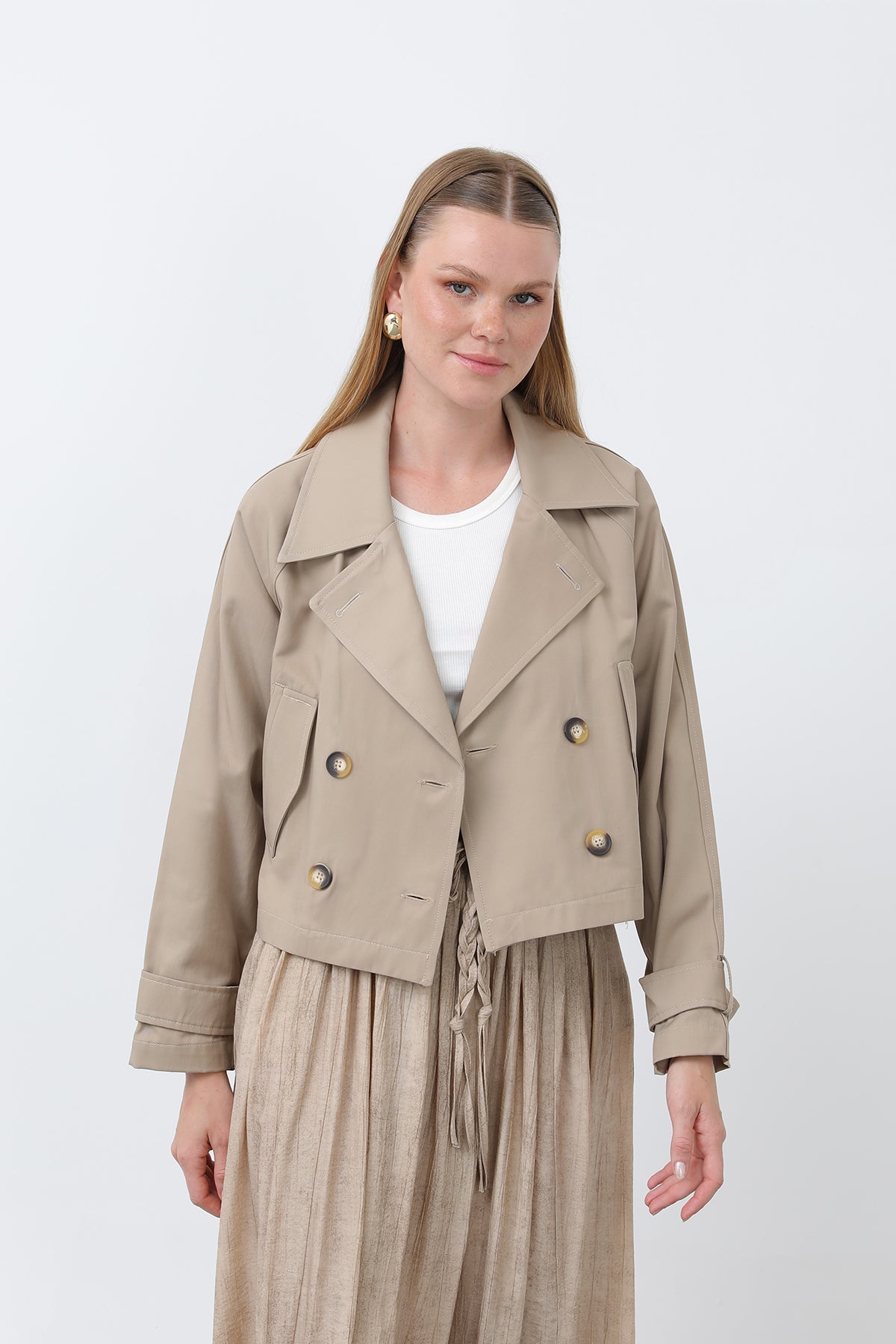 Kadın Kısa Trench - 32123TRC - BEIGE