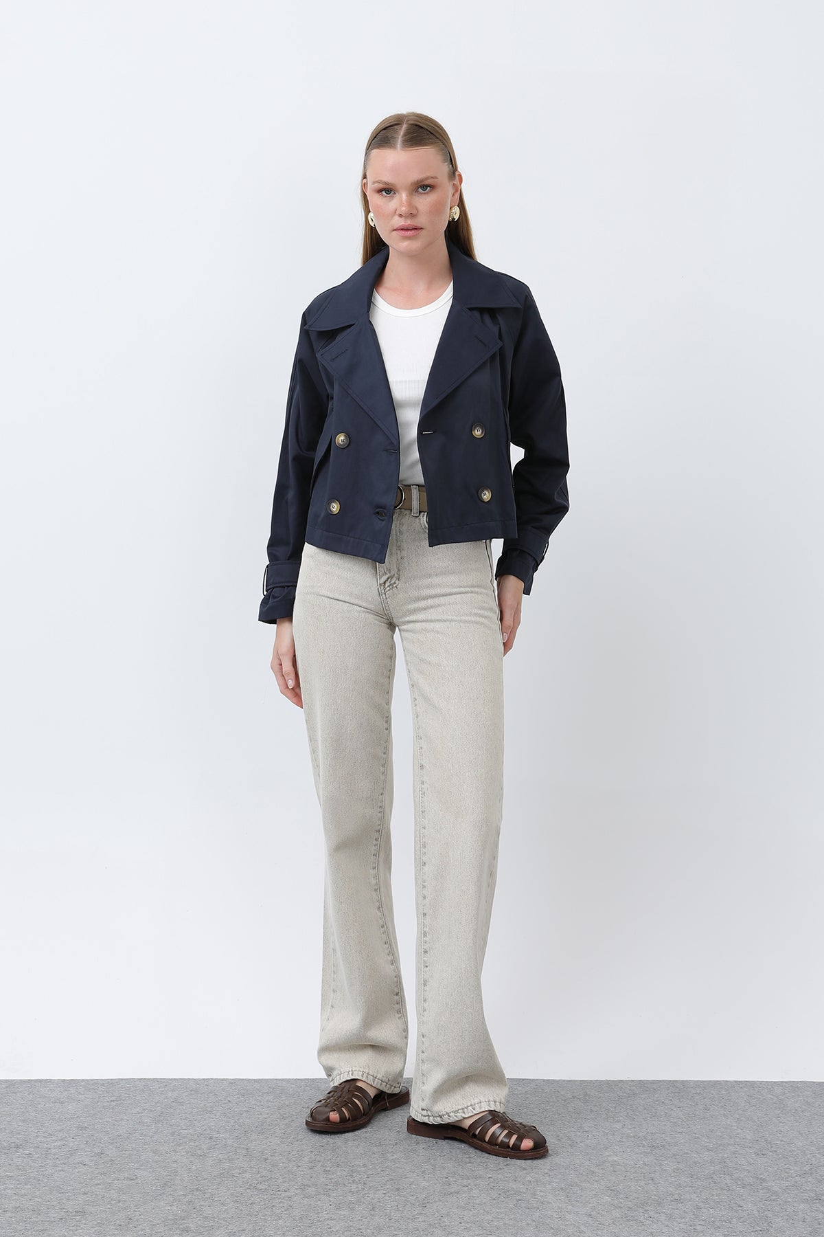 Kadın Kısa Trench - 32123TRC - NAVY