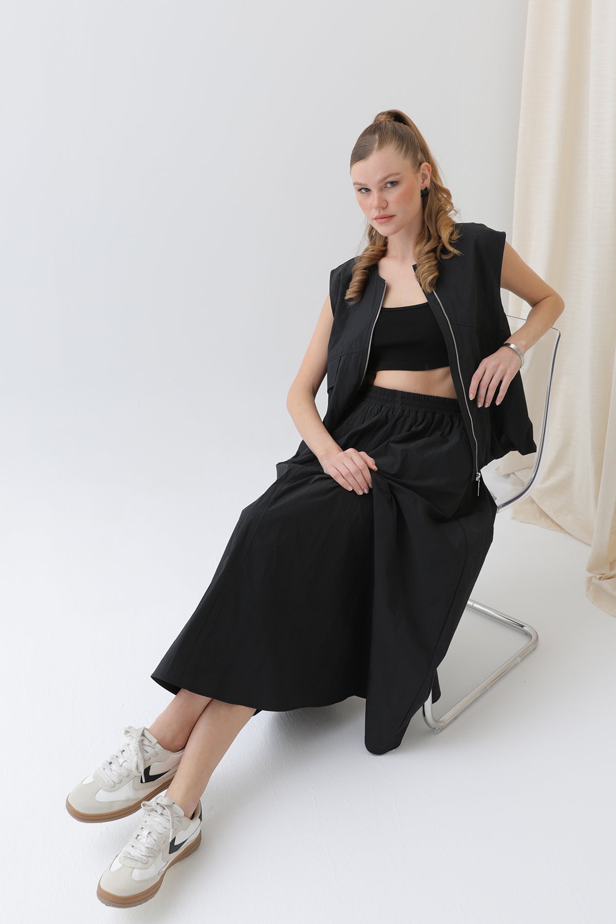 Kadın Oversize Fermuarlı Yelek - 32128YLK