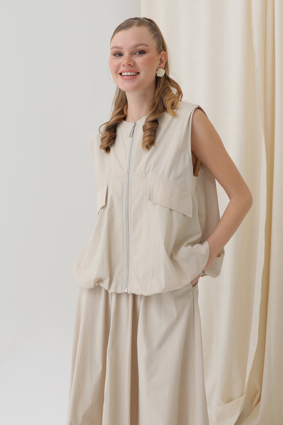 Kadın Oversize Fermuarlı Yelek - 32128YLK