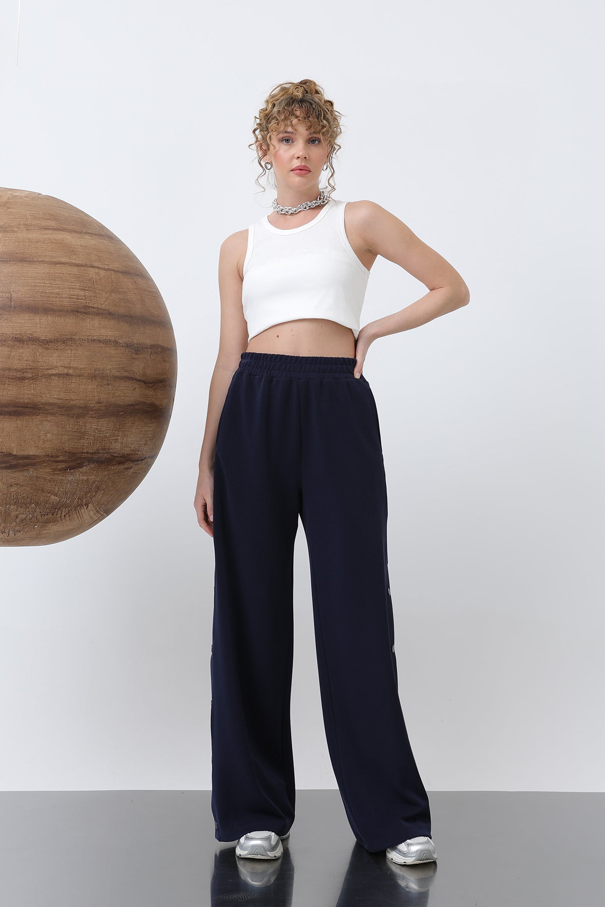 Kadın Yanlar Çıt Çıt Detaylı Pantolon -32157PNT - NAVY