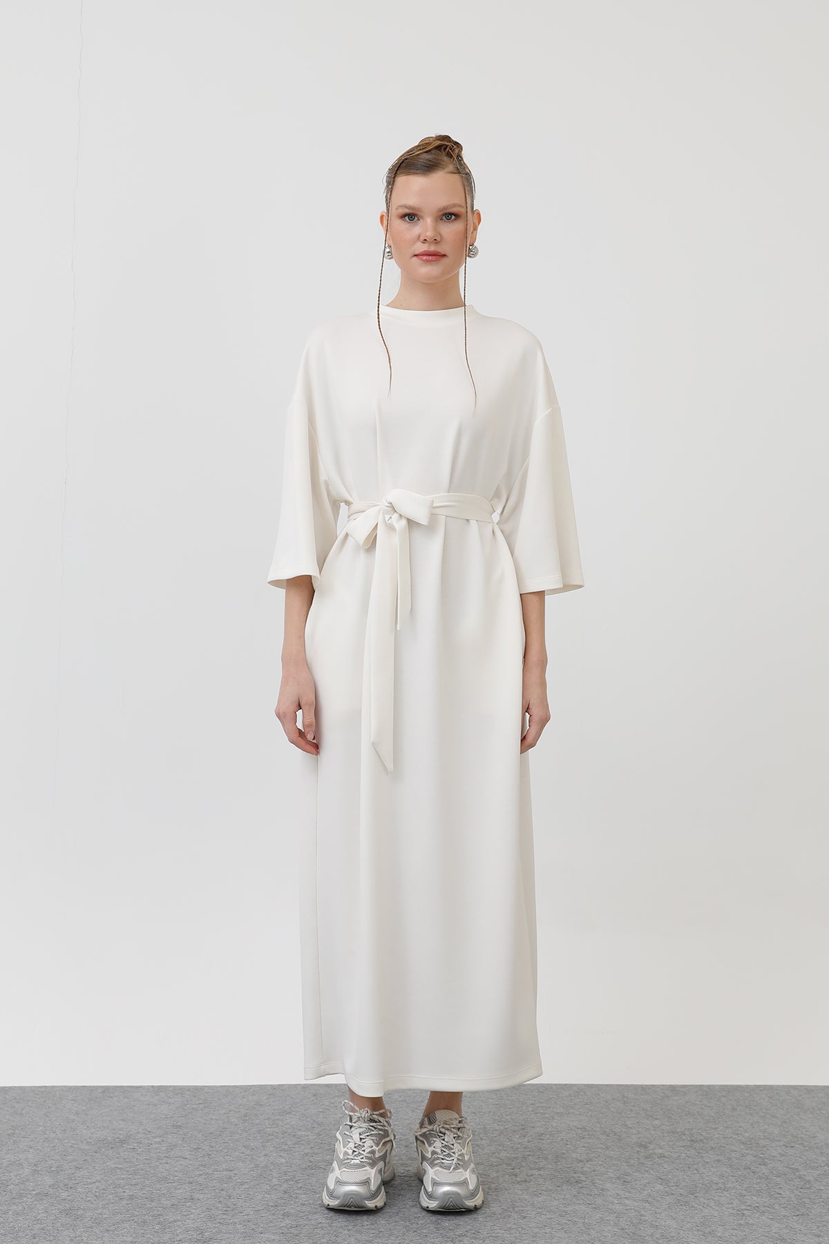 Women's Belted Detail Basic Dress - 32170ELB