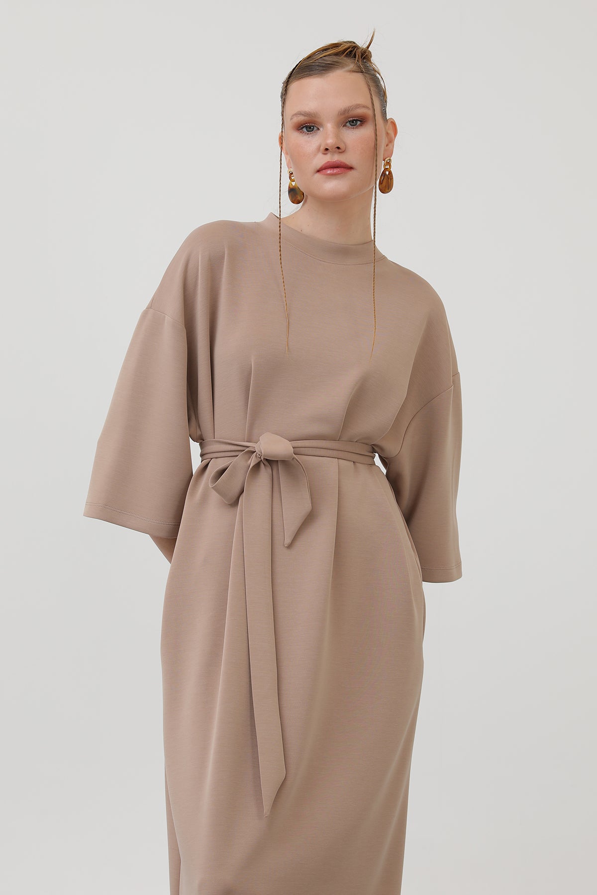 Women's Belted Detail Basic Dress - 32170ELB
