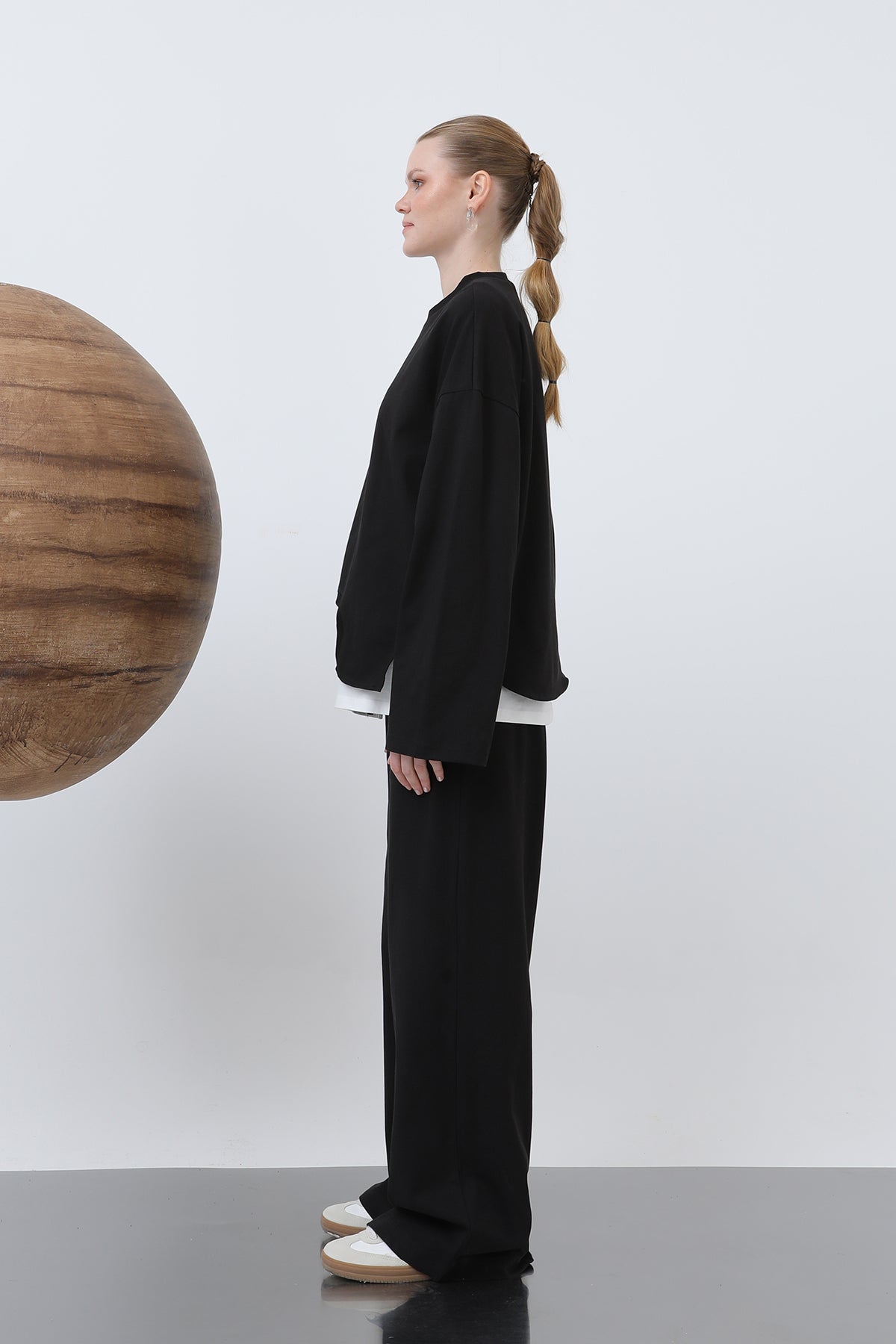 Kadın Basic Asimetrik Garnili Sweatshirt - 32223SWT