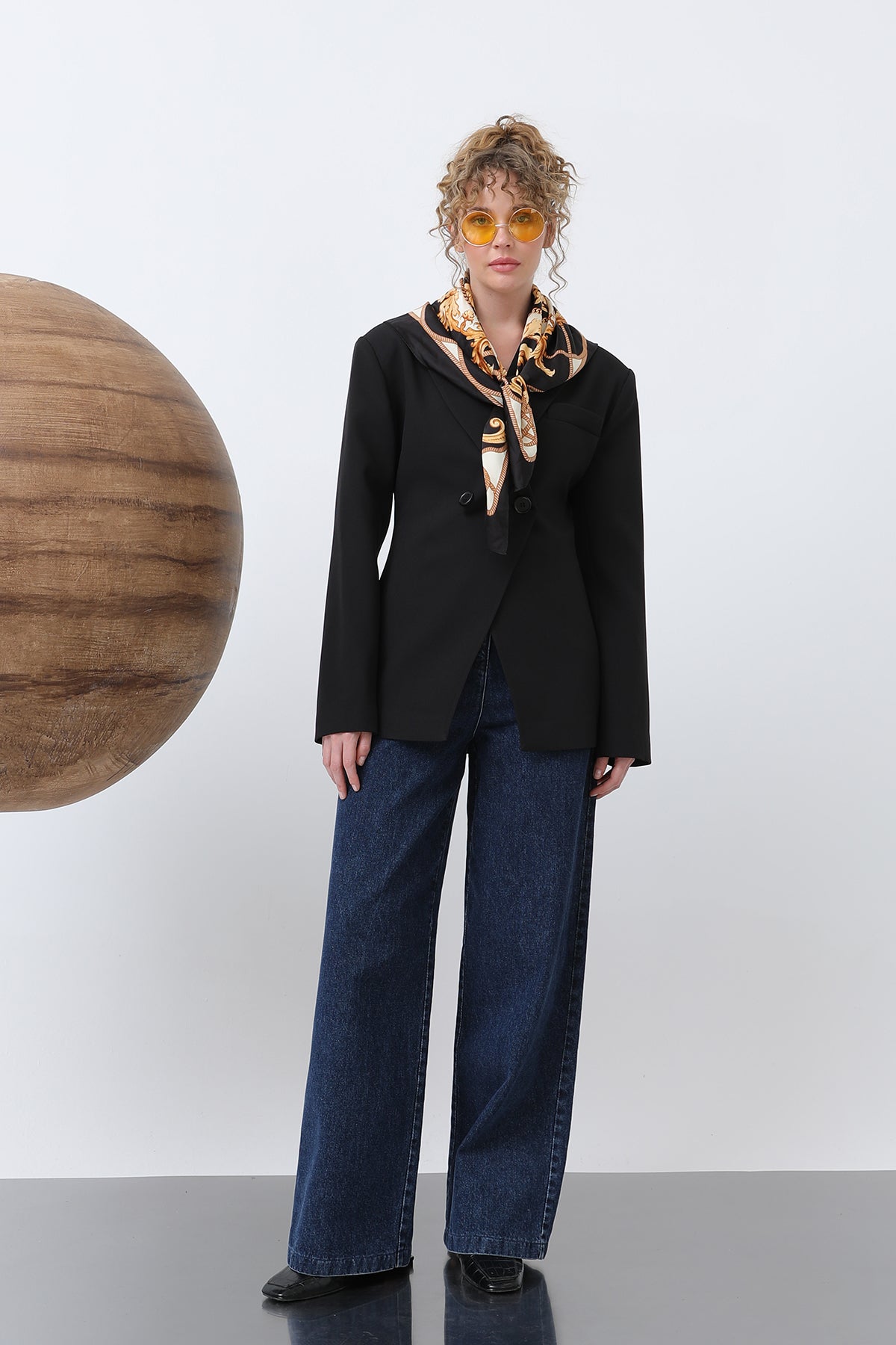 Kadın Önden Düğmeli Blazer Ceket -32245CKT - BLACK