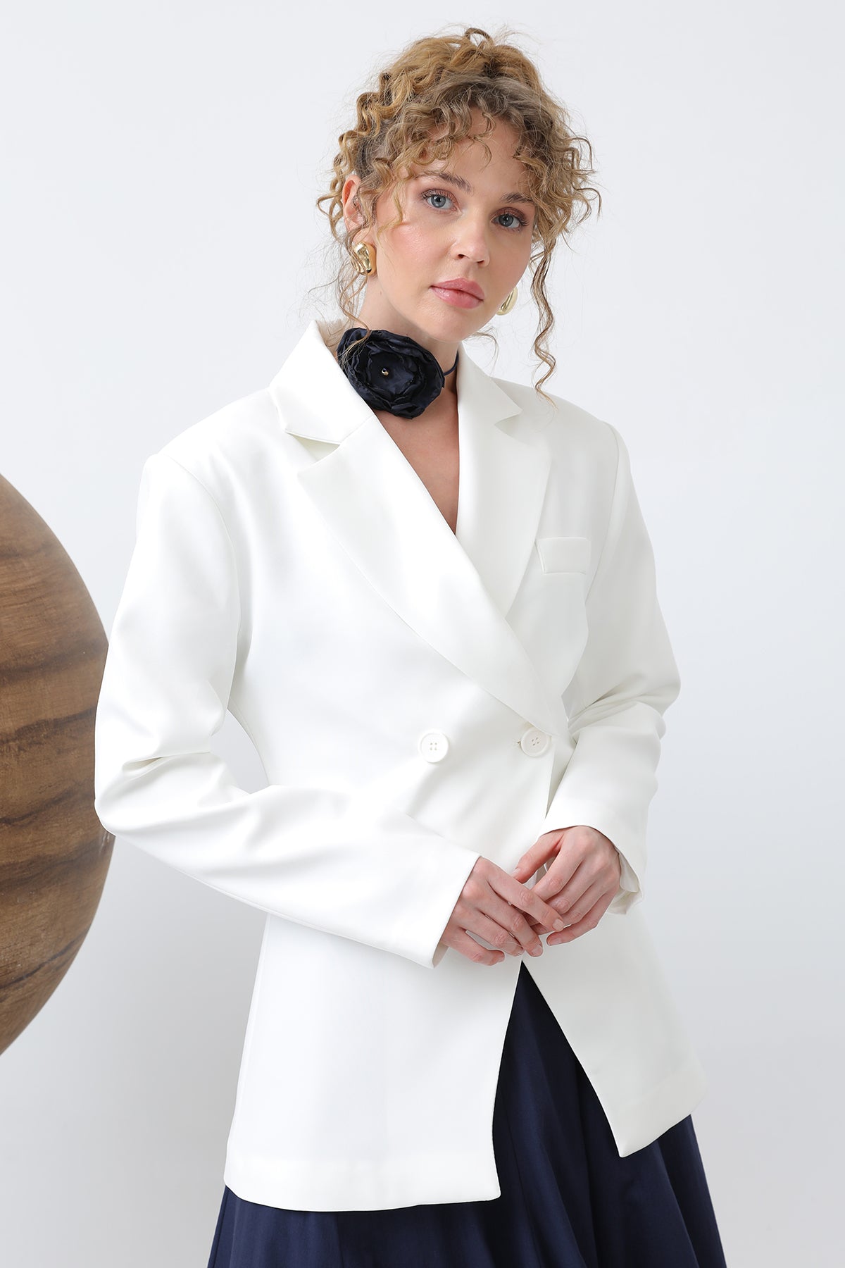 Kadın Önden Düğmeli Blazer Ceket -32245CKT