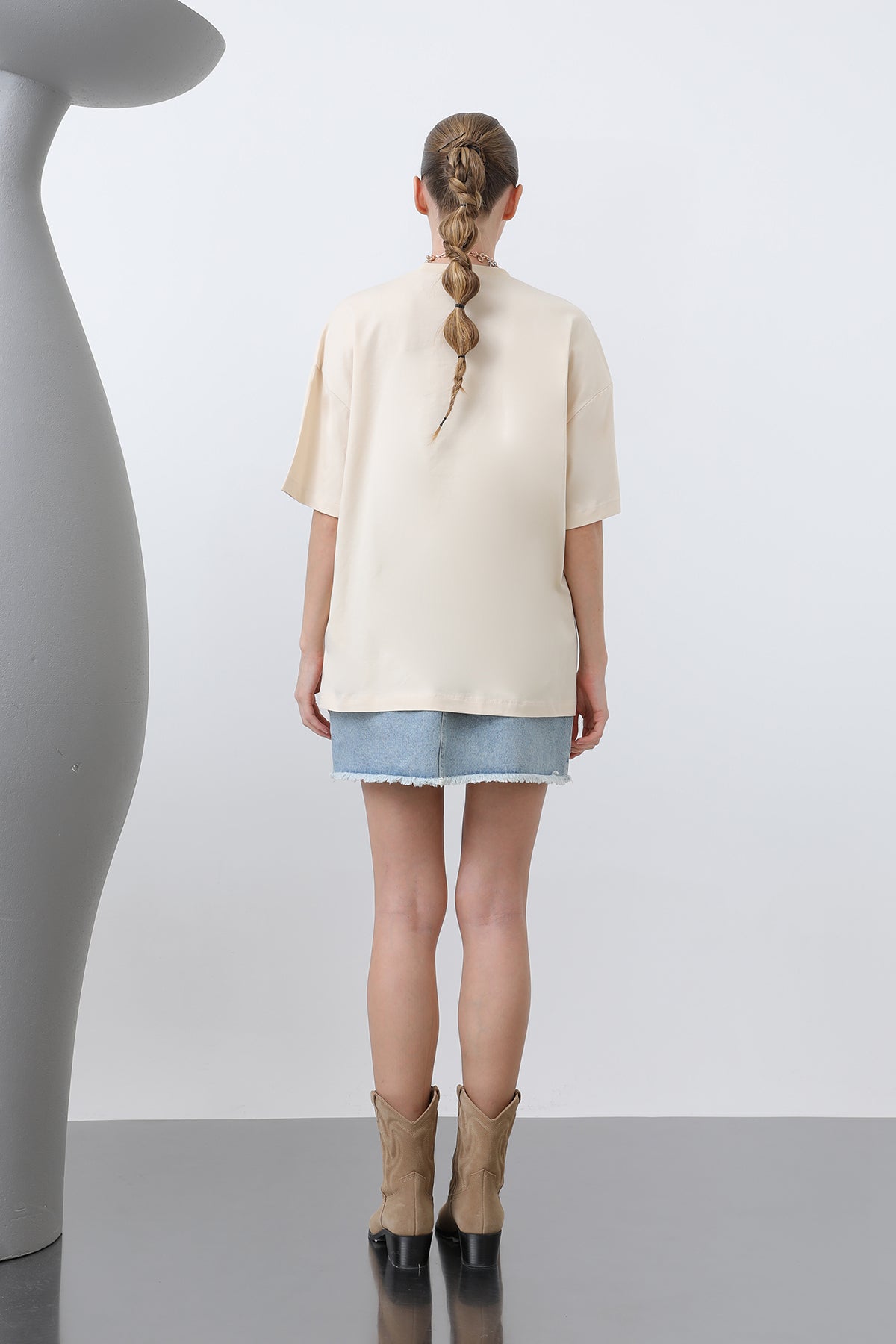 Ayıcık Nakışlı Basic Tshirt -32253TSH
