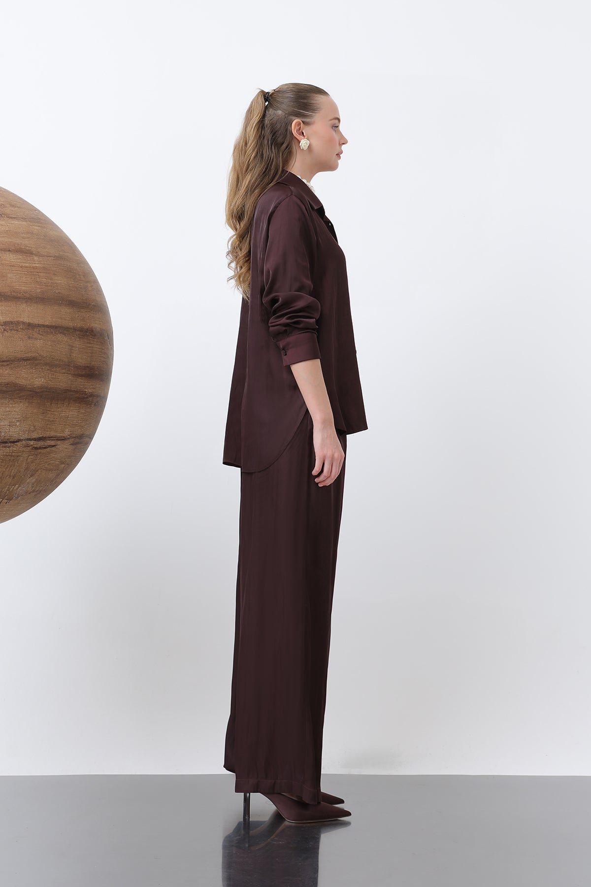 Kadın Saten Belden Bağlamalı Pantalon - 32259PNT