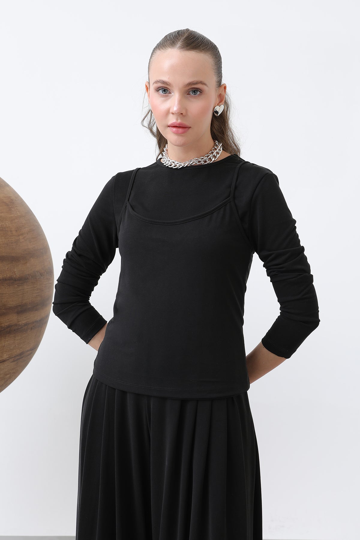 Kadın Atlet Detaylı Bluz -32262BLZ - BLACK
