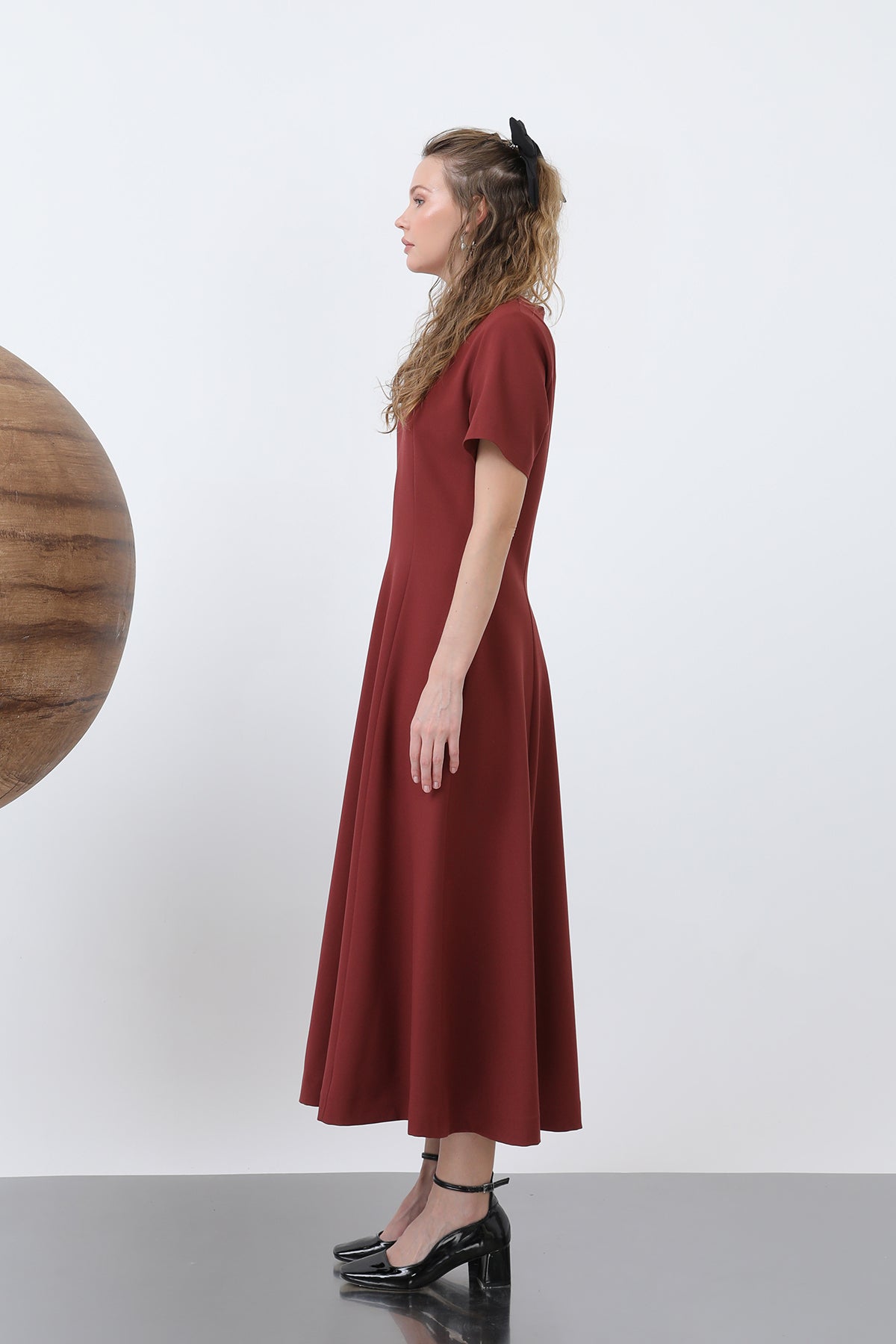 Kadın Kısa Kollu Midi Elbise -32266ELB