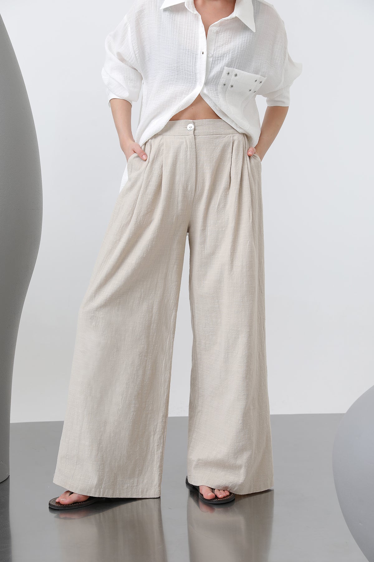 Kadın Pileli Bol Pantolon - 32276PNT