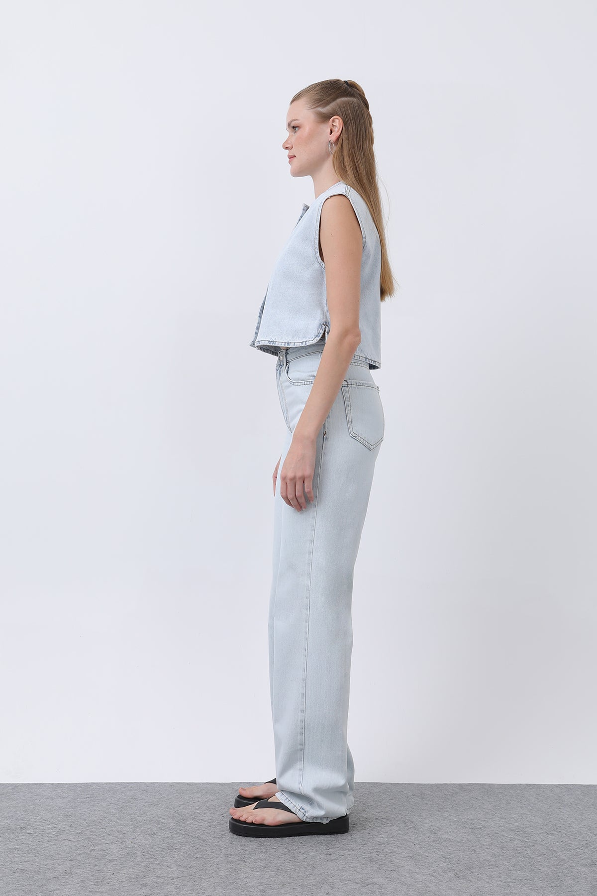 Kadın Sıfır Kol Denim Yelek -32278YLK