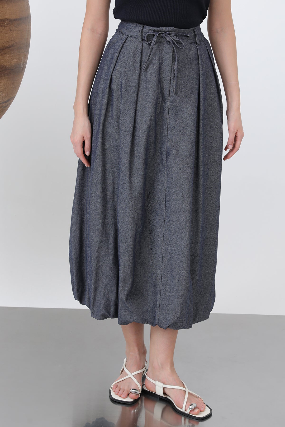 Women's Denim Balloon Skirt - 32309ETK