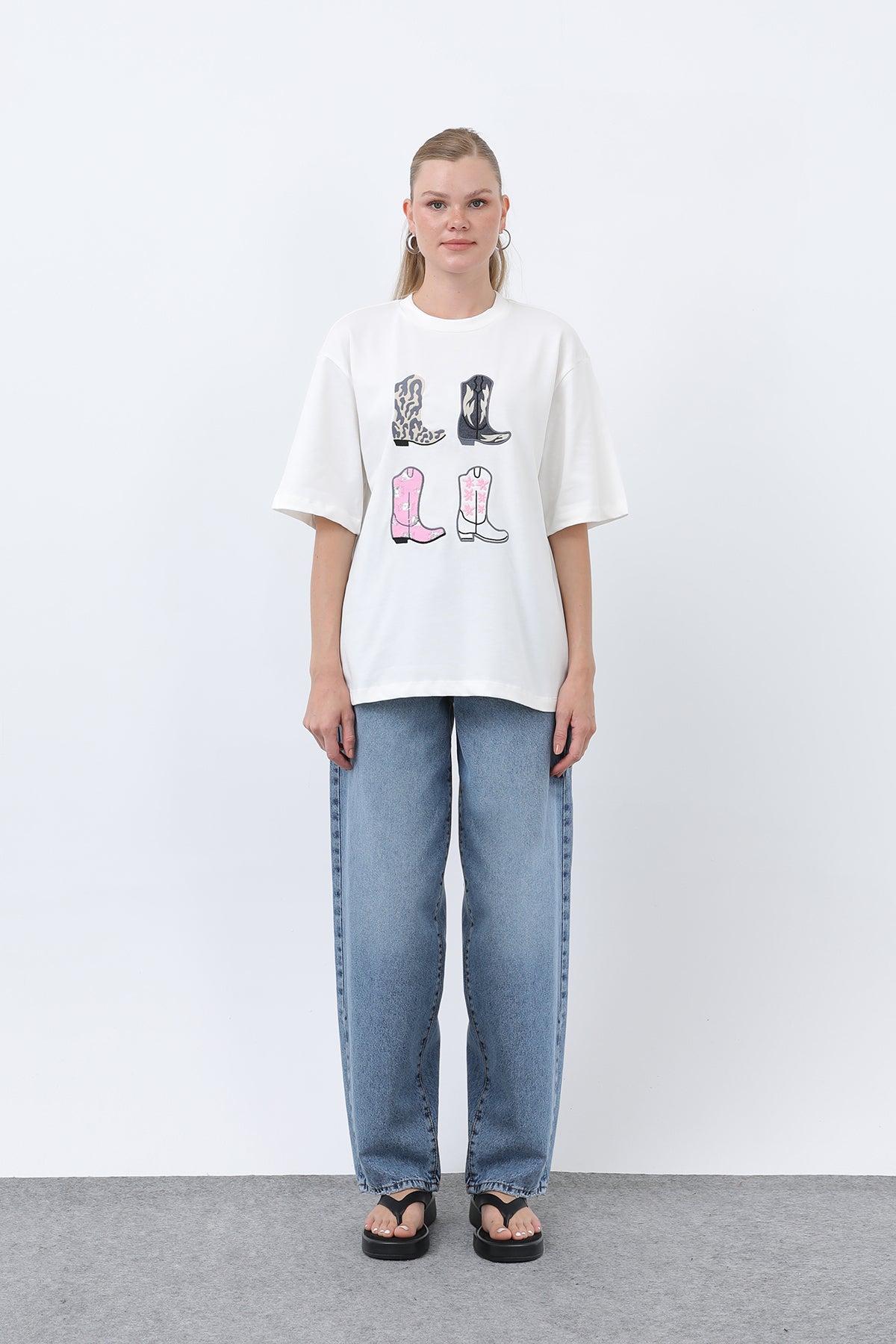 Women's Cowboy Boot Embroidered T-Shirt