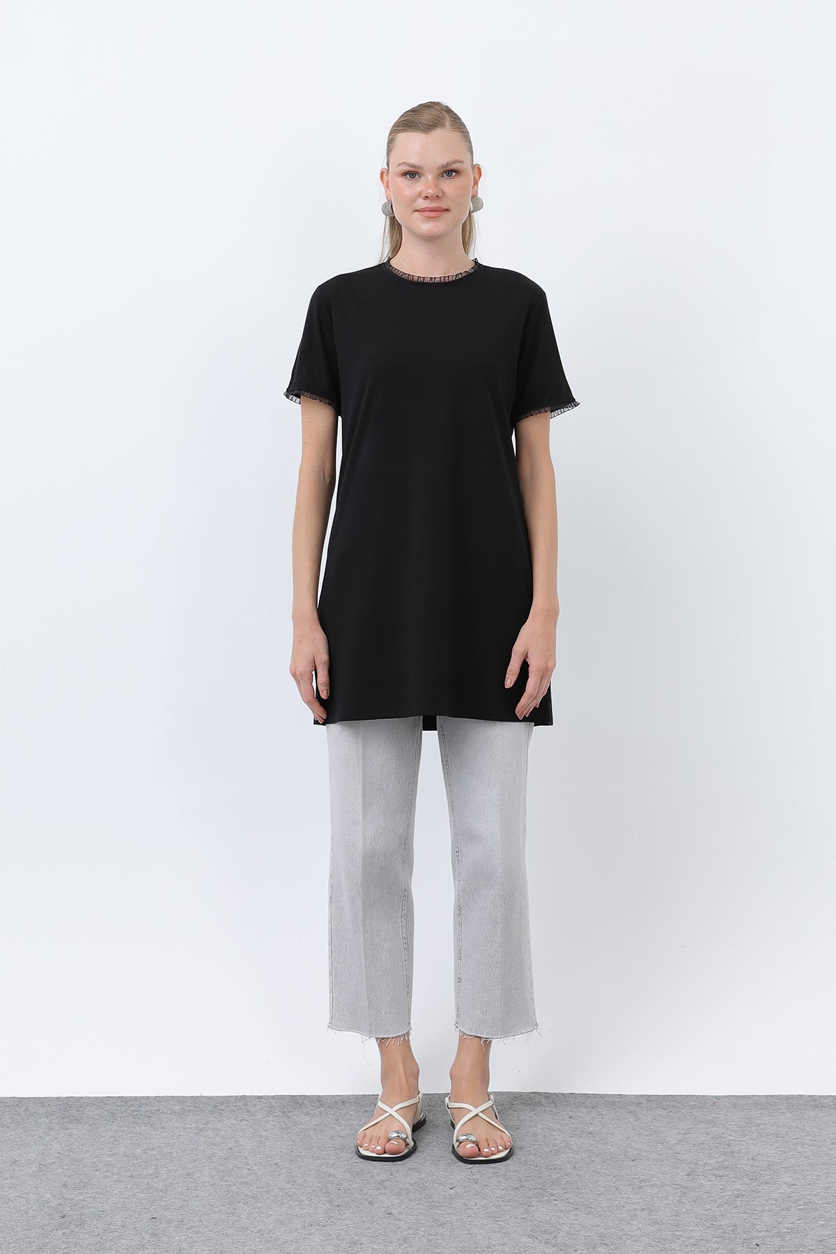Kadın Minimalist Ribana Detaylı Basic T-Shirt

-40013TSH