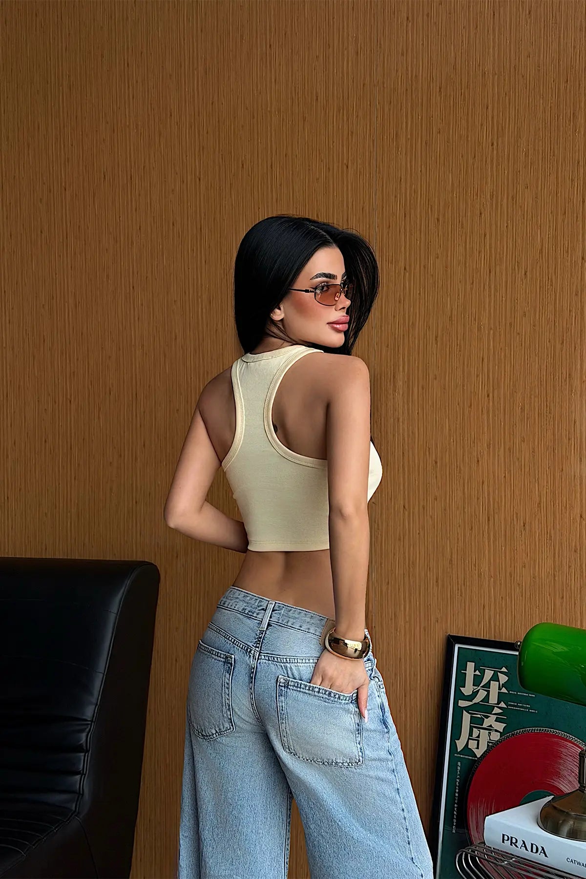 Sarı Askılı Crop Top