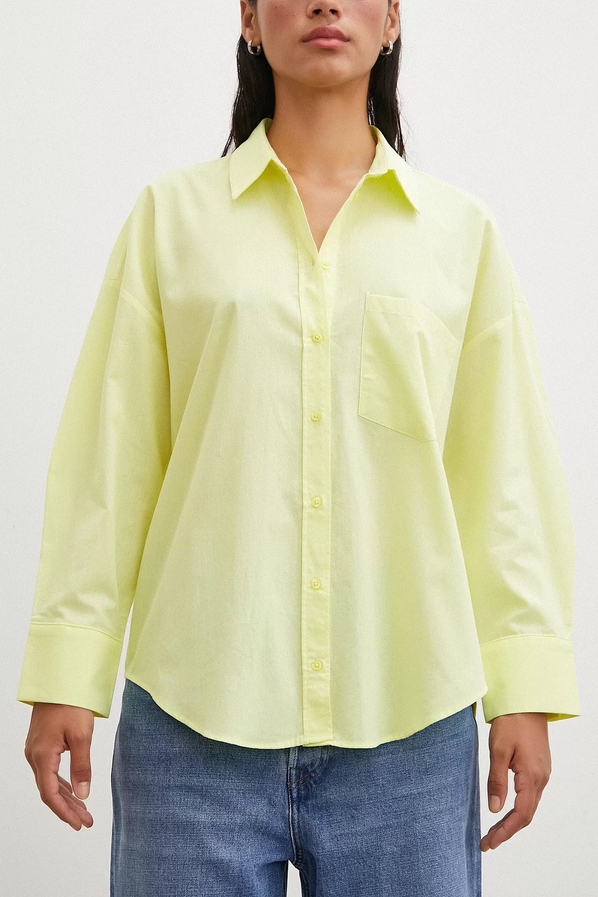 Regular Fit Poplin Gömlek - Sarı