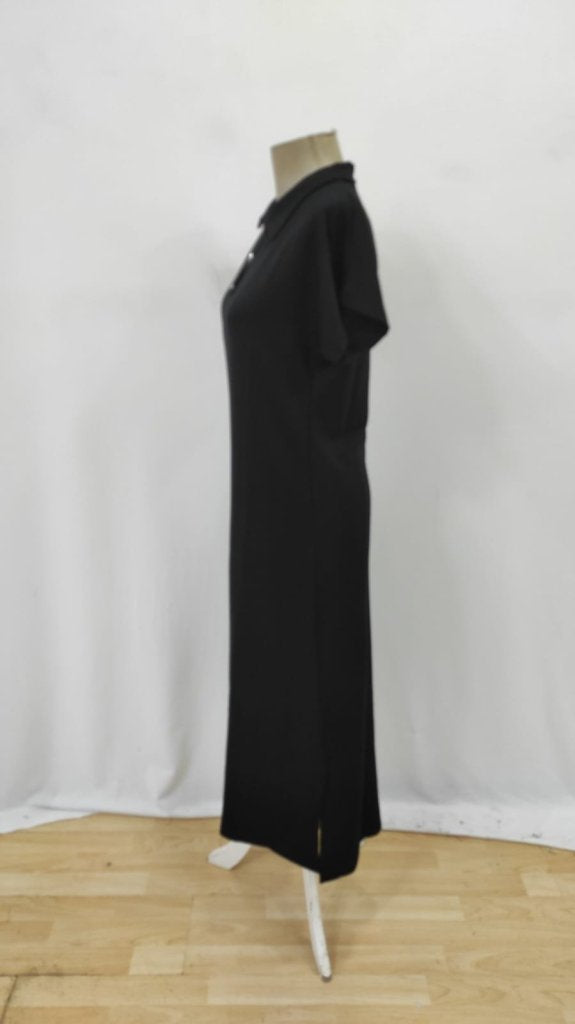 Women's Short Sleeve Collared Side Slit Viscose Two-Thread Dress, 26289