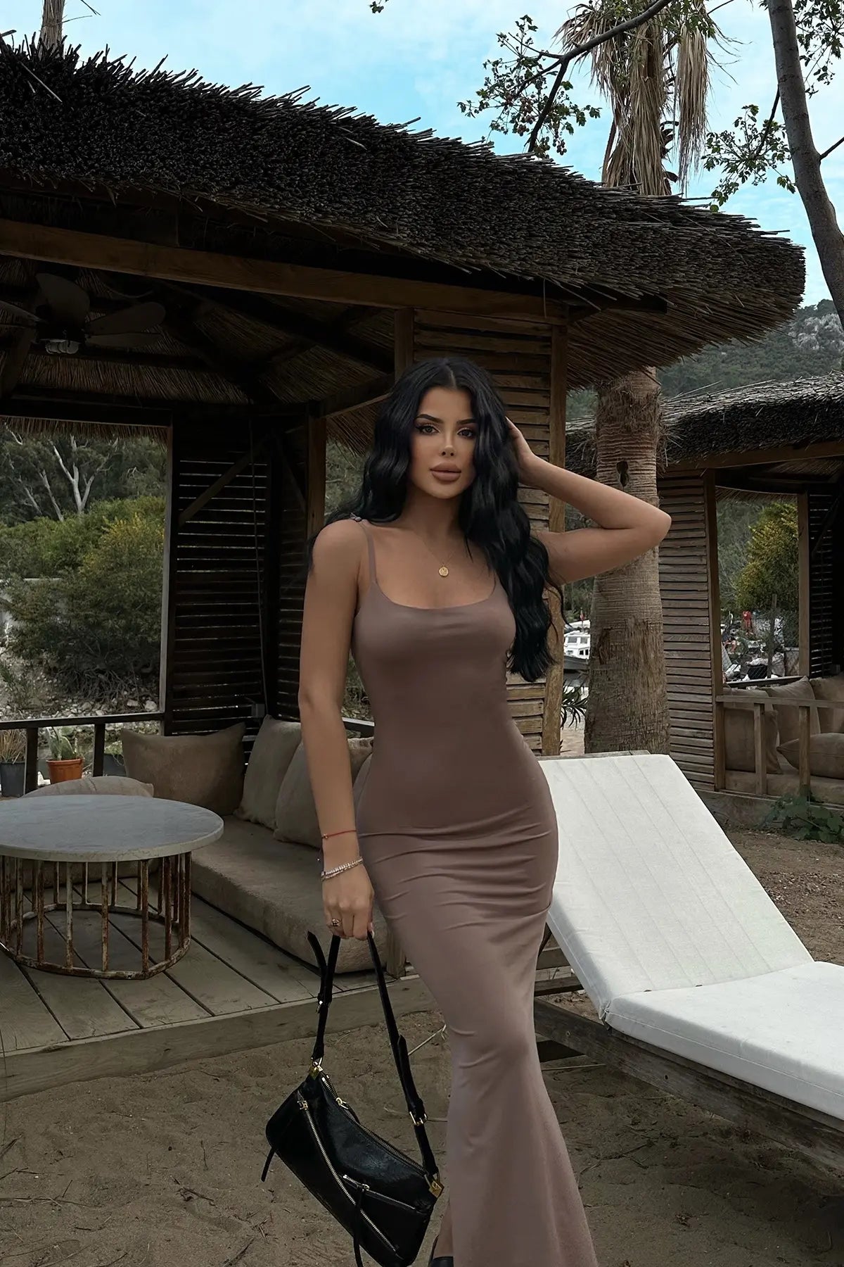 Melita Taş Askılı Maxi Boy Elbise
