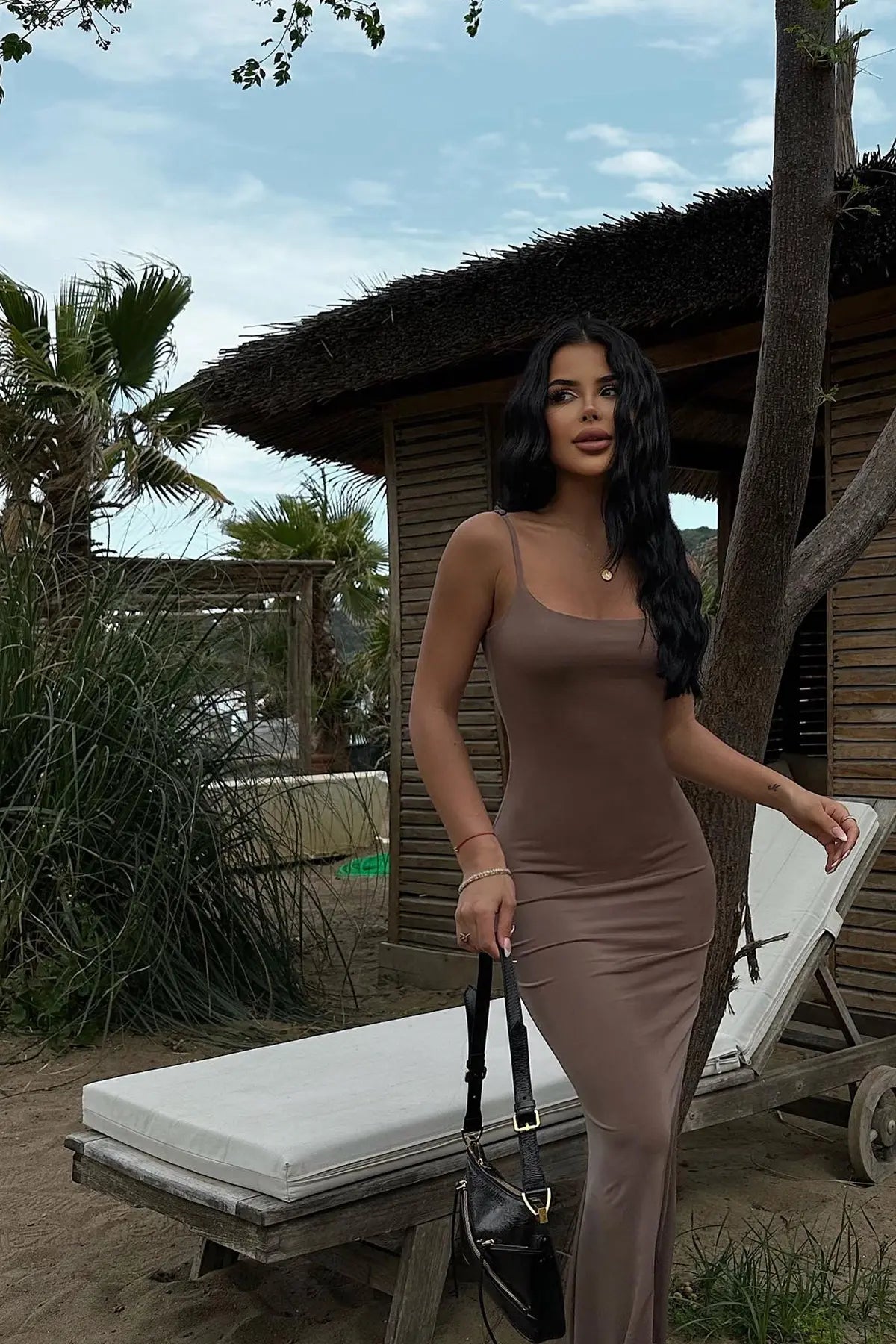 Melita Taş Askılı Maxi Boy Elbise