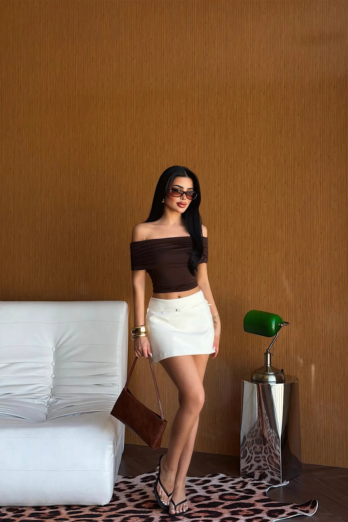 Kahverengi Basic Crop Top