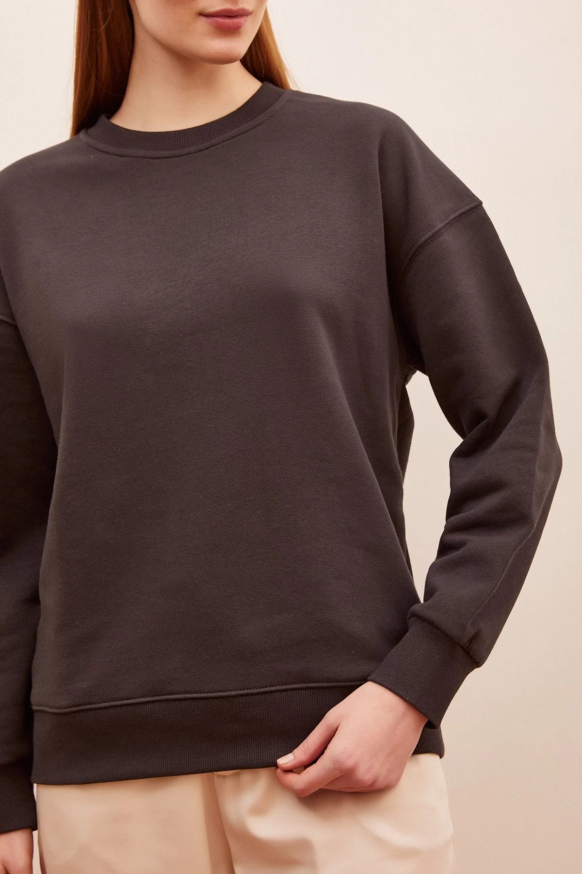 Bisiklet Yaka Sweatshirt - Antirasit
