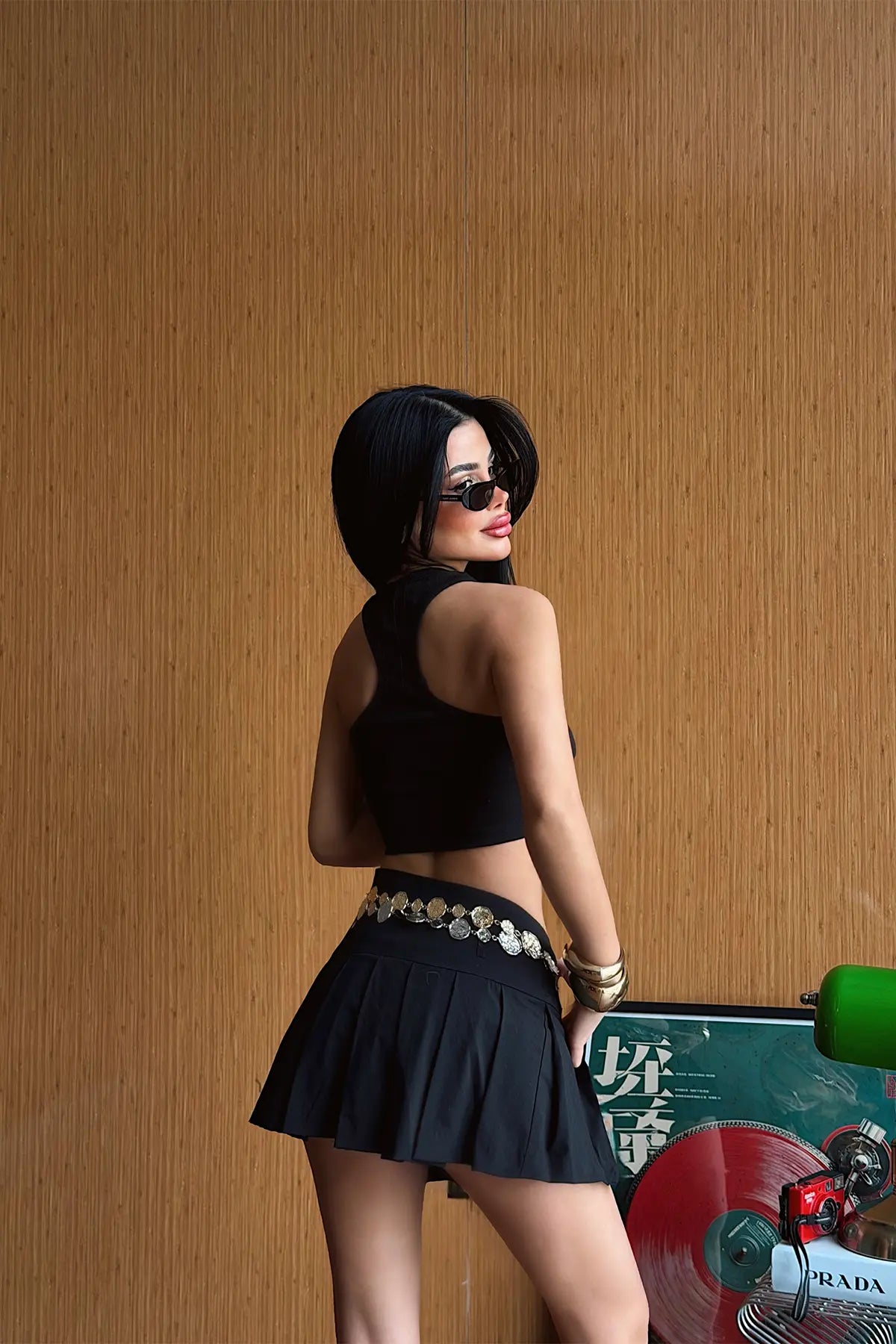 Siyah Askılı Crop Top