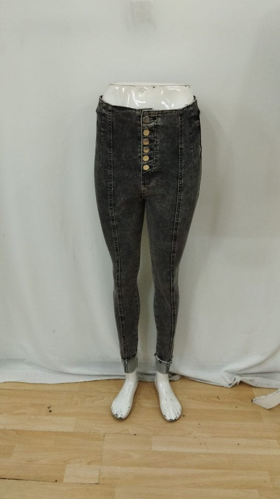 Kadın Yüksek Bel önden Düğmeli Jean Pantolon, 39392