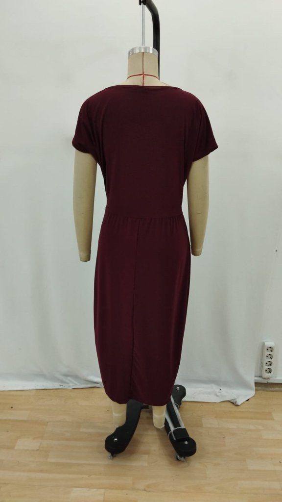Kadın Kısa Kollu Tek Omuzdan Açık Beli Lastikli Sandy Maxi Elbise , 34333