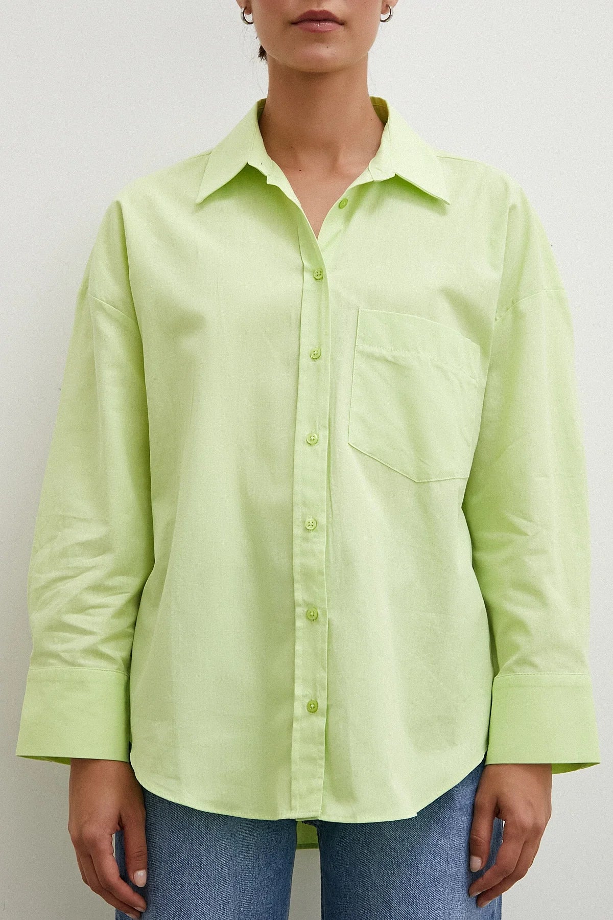 Regular Fit Poplin Gömlek - Yeşil