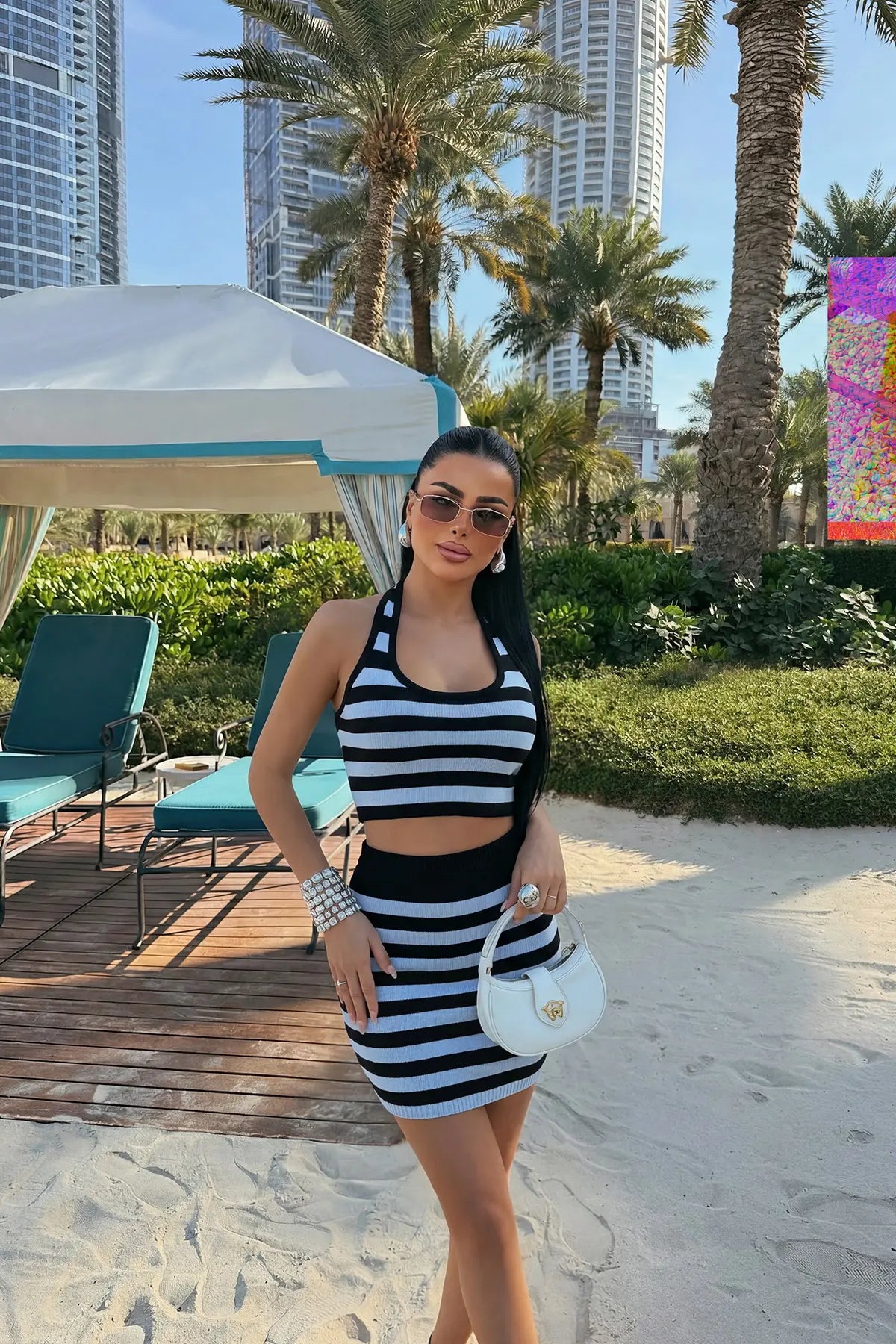 Mavi Çift Renk Etekli Takım
