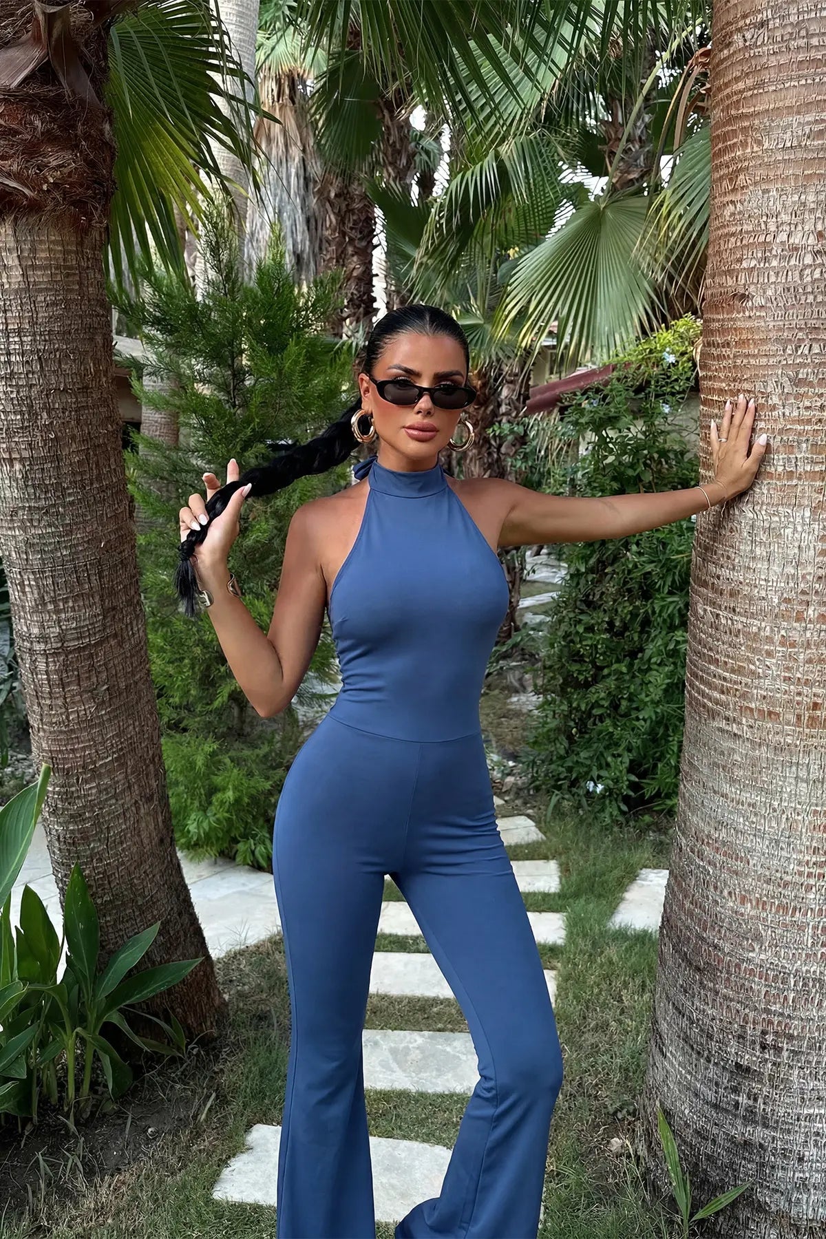 İndigo Halter Yaka Tulum