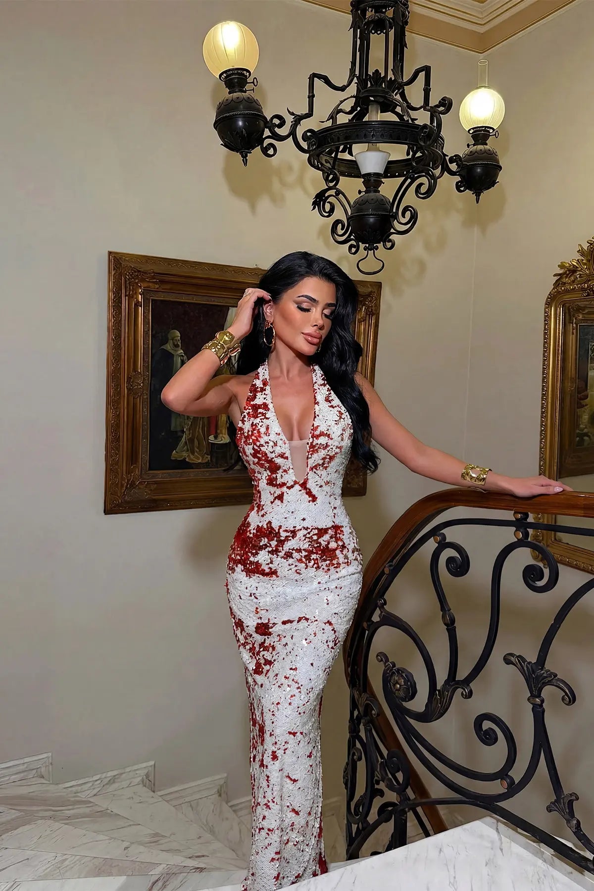 Kırmızı Hologram Askılı Elbise